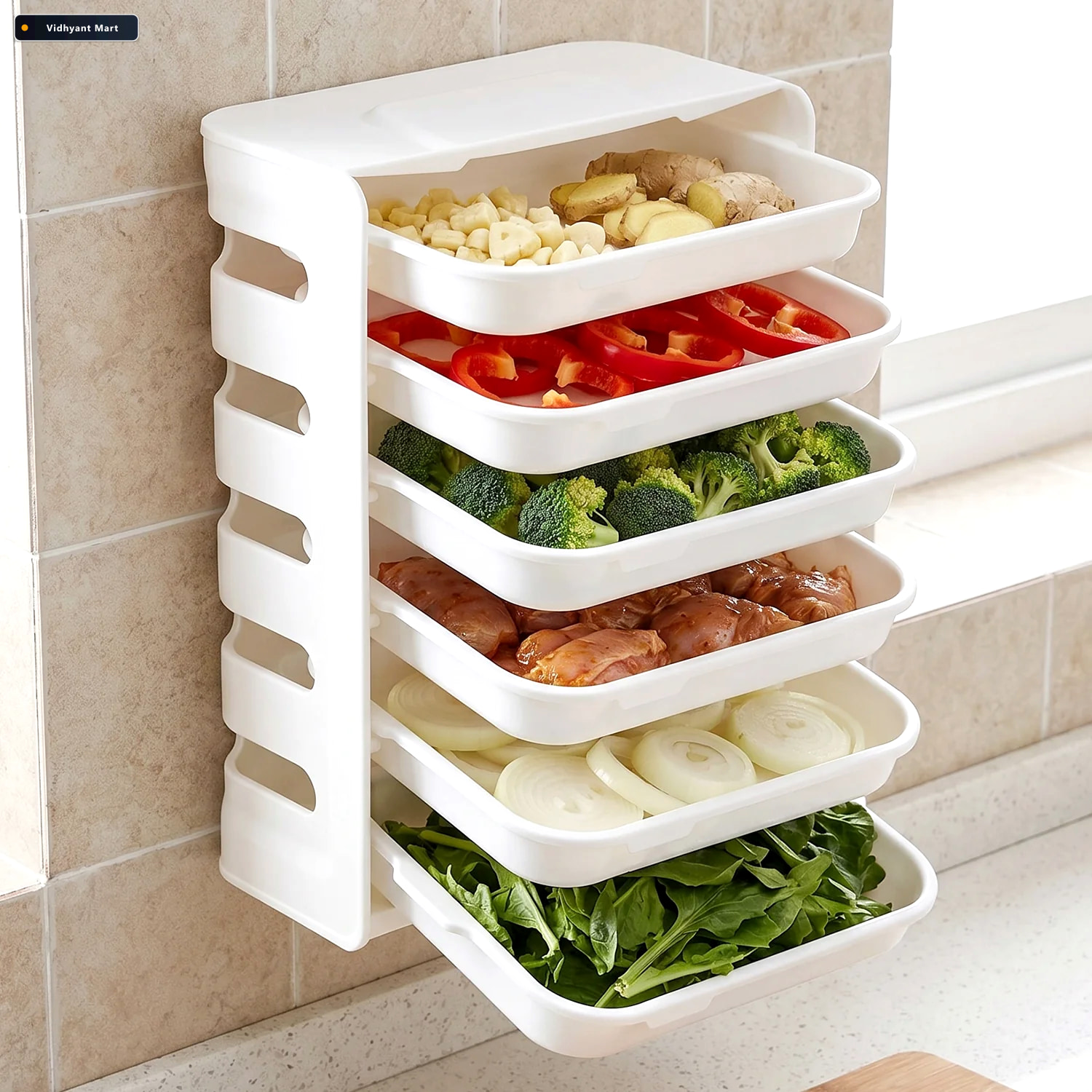 Vidhyant Mart 6 Layer Wall Mounted Food Storage Rack Space Savin 2
