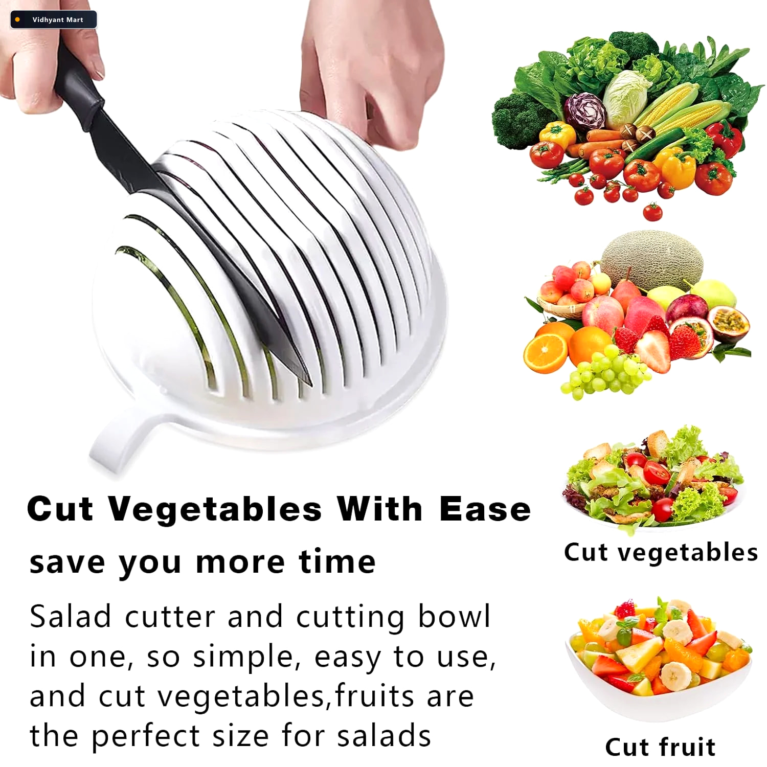 Vidhyant Mart 60 Seconds Salad Cutter Bowl Quick Vegetable Fruit 4