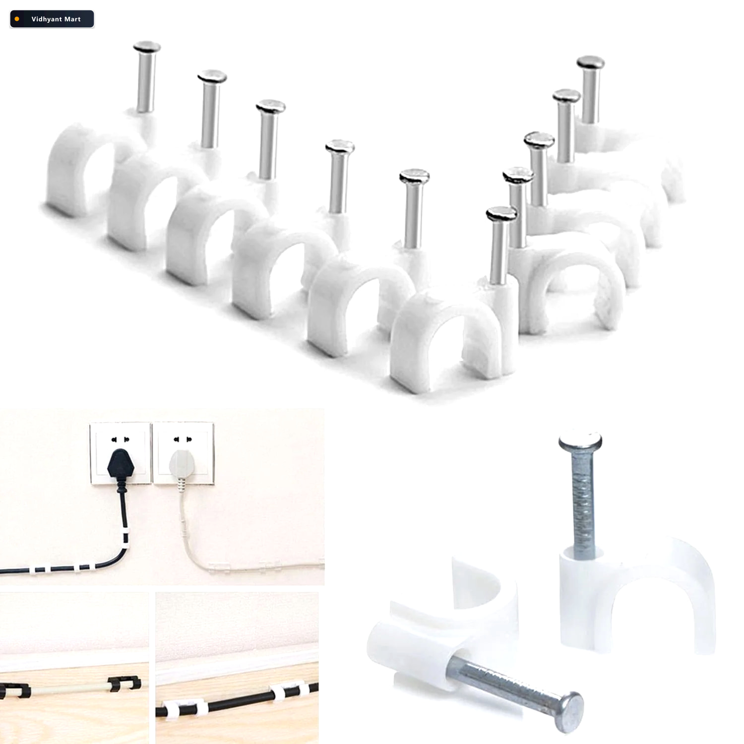 Vidhyant Mart 6mm Cable Clips 100 Pc Wire Organizer For Walls Gl 1