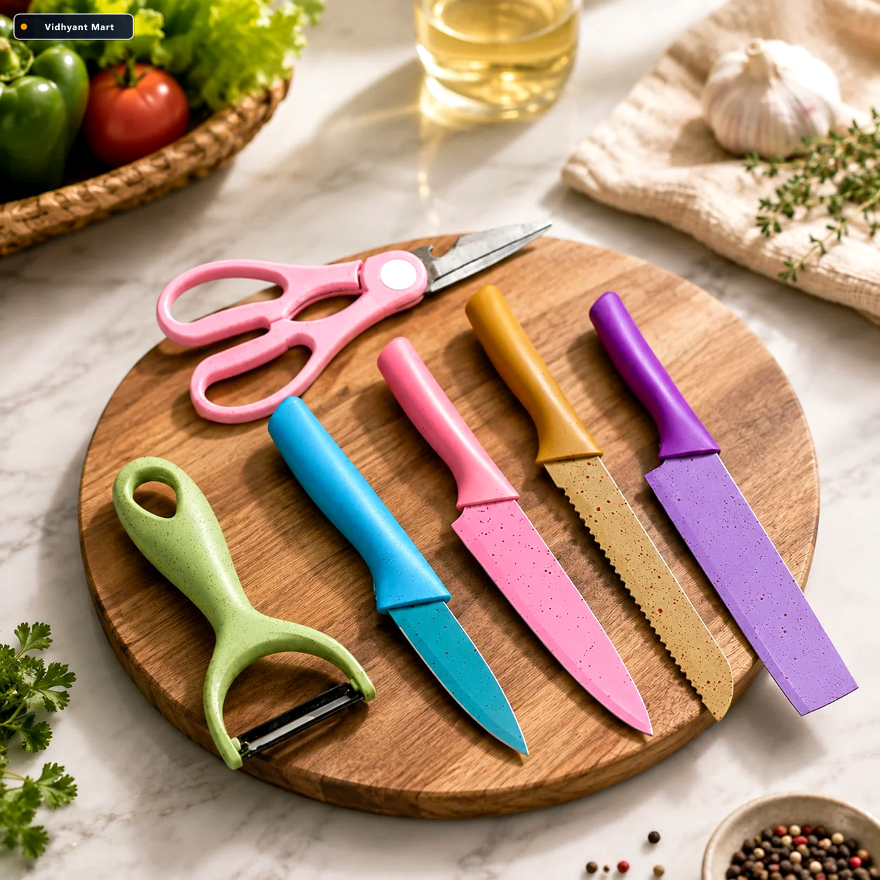 Vidhyant Mart 6pc Kitchen Knife Set Professional Corrugated Stai 1