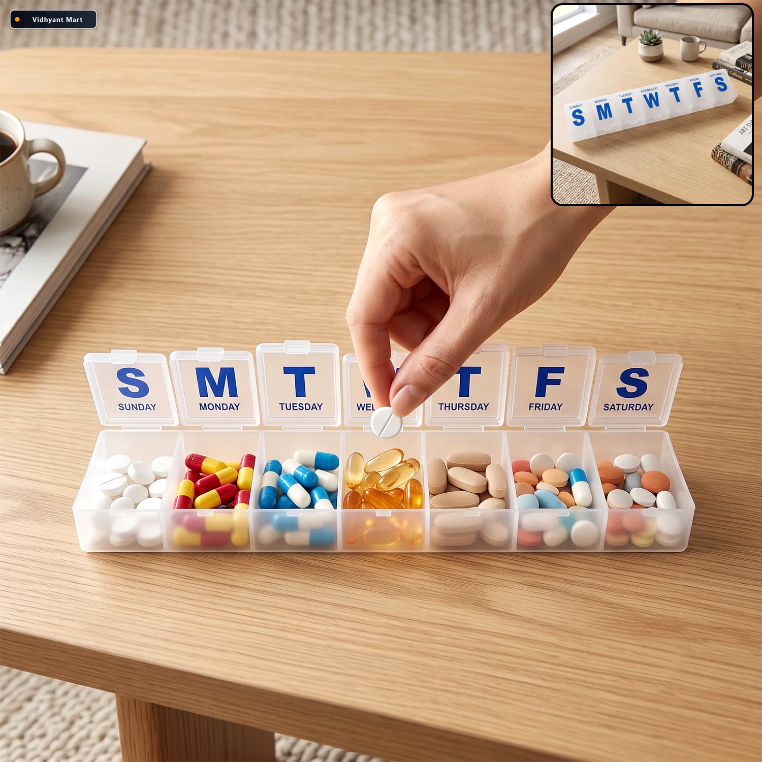 Vidhyant Mart 7 Day Weekly Plastic Pill Box Organizer With Daily 1