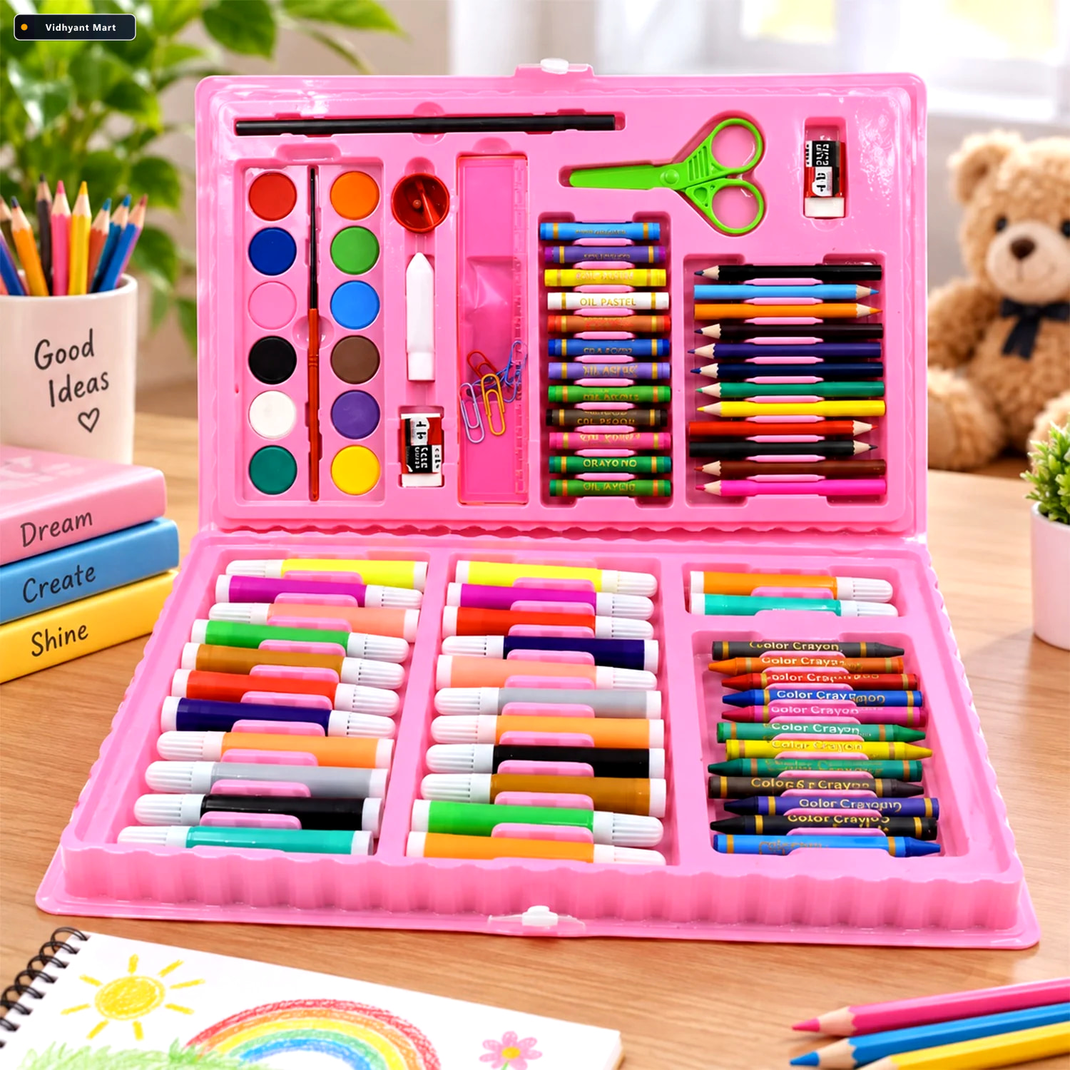 Vidhyant Mart 86 Piece Drawing And Colouring Kit In Carry Case F 1