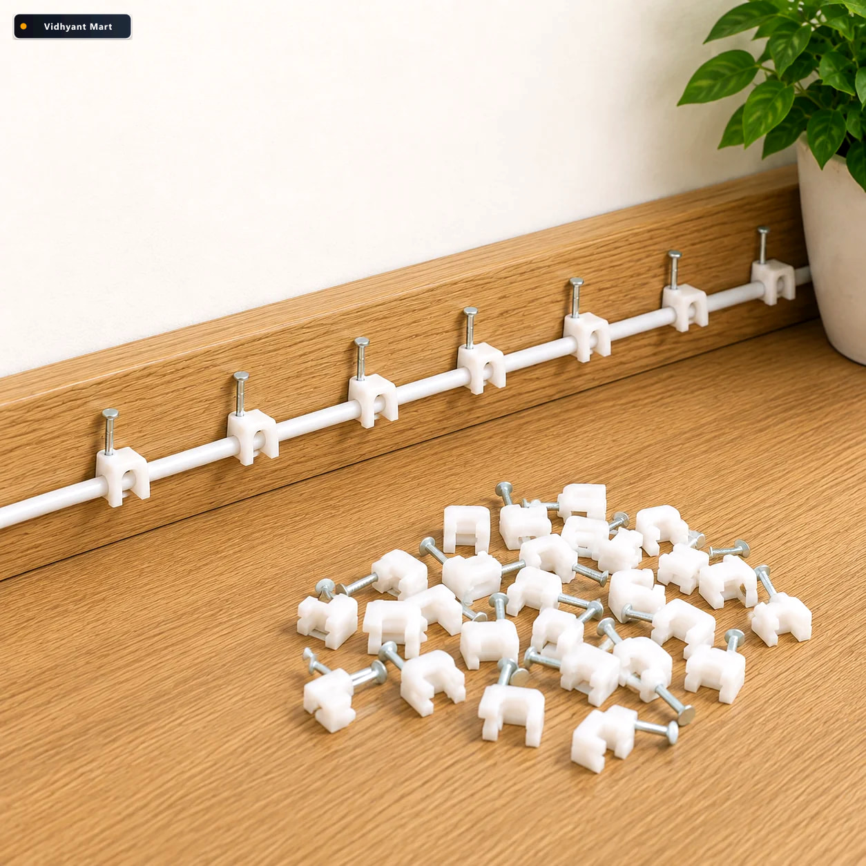 Vidhyant Mart 8mm Nail Cable Clips Set Durable Plastic Wire Hold 1