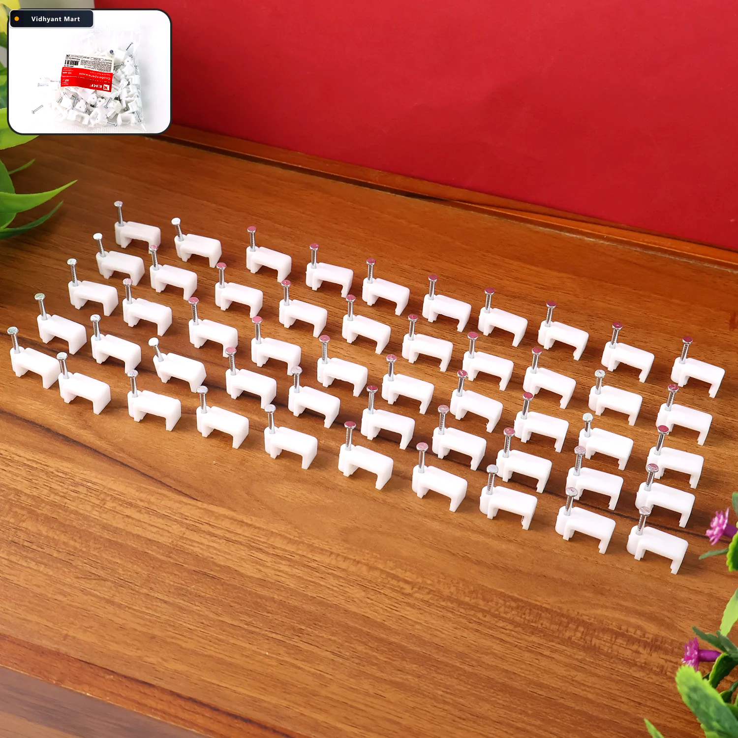Vidhyant Mart 8mm Nail Cable Clips Set Durable Plastic Wire Hold 2
