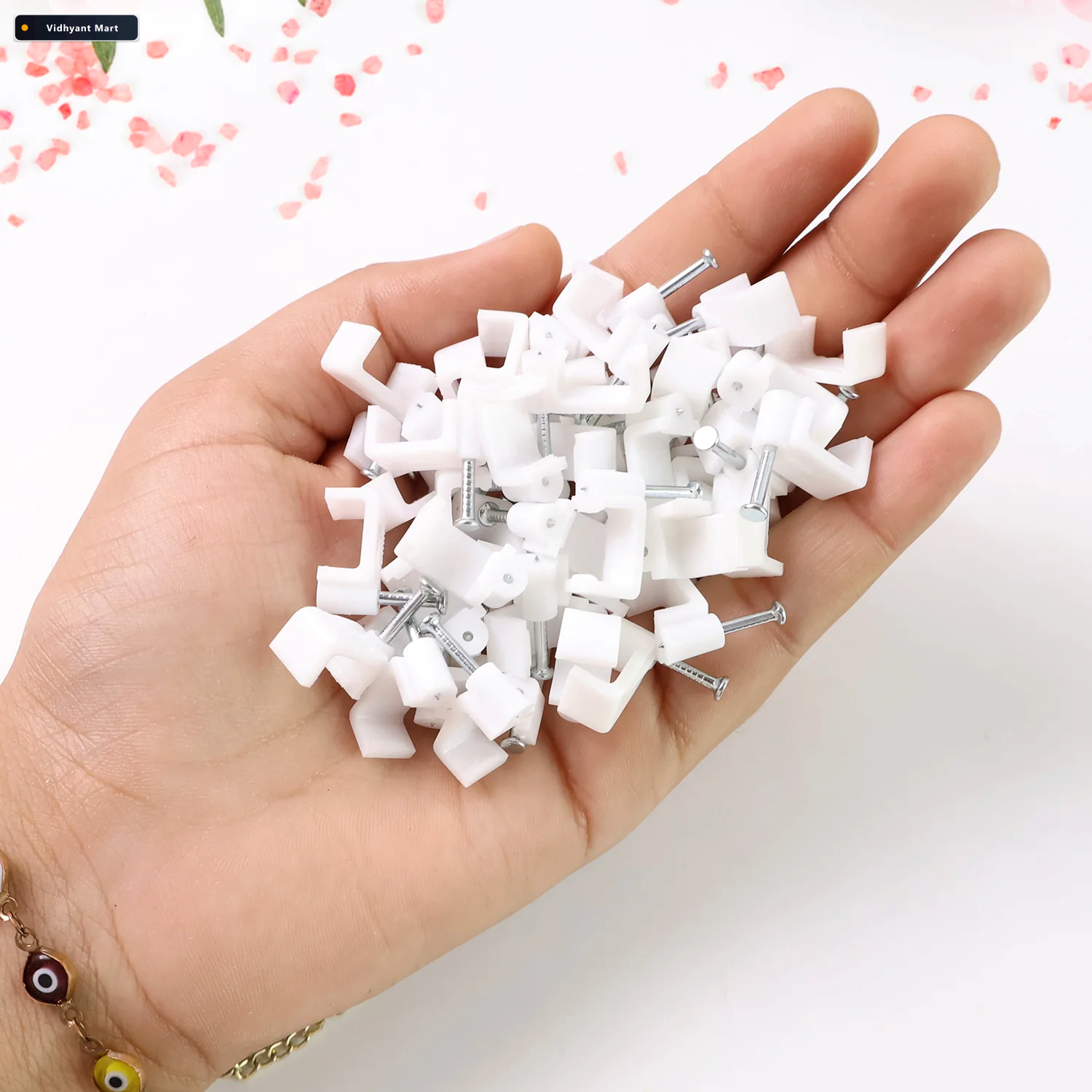 Vidhyant Mart 8mm Nail Cable Clips Set Durable Plastic Wire Hold 4