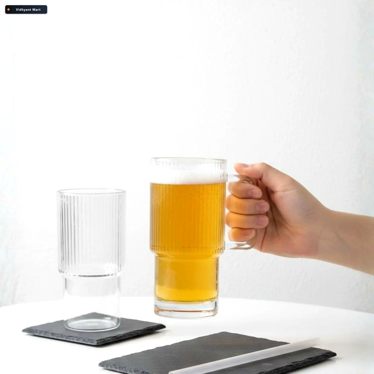 Vidhyant Mart 900 Ml Glass Tumbler With Handle Stylish Durable D 4