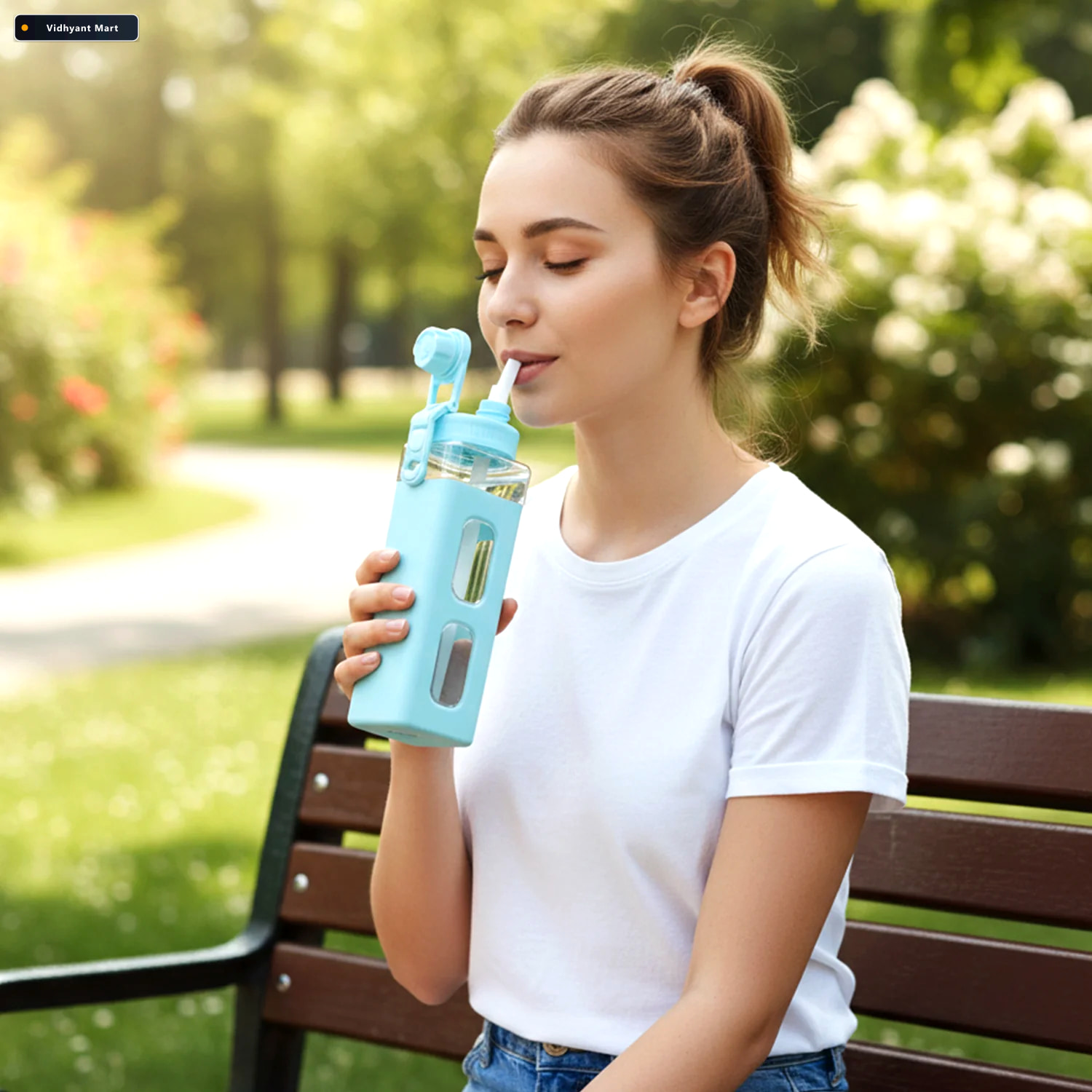 Vidhyant Mart 900ml Leakproof Plastic Water Bottle Large Capacit 2