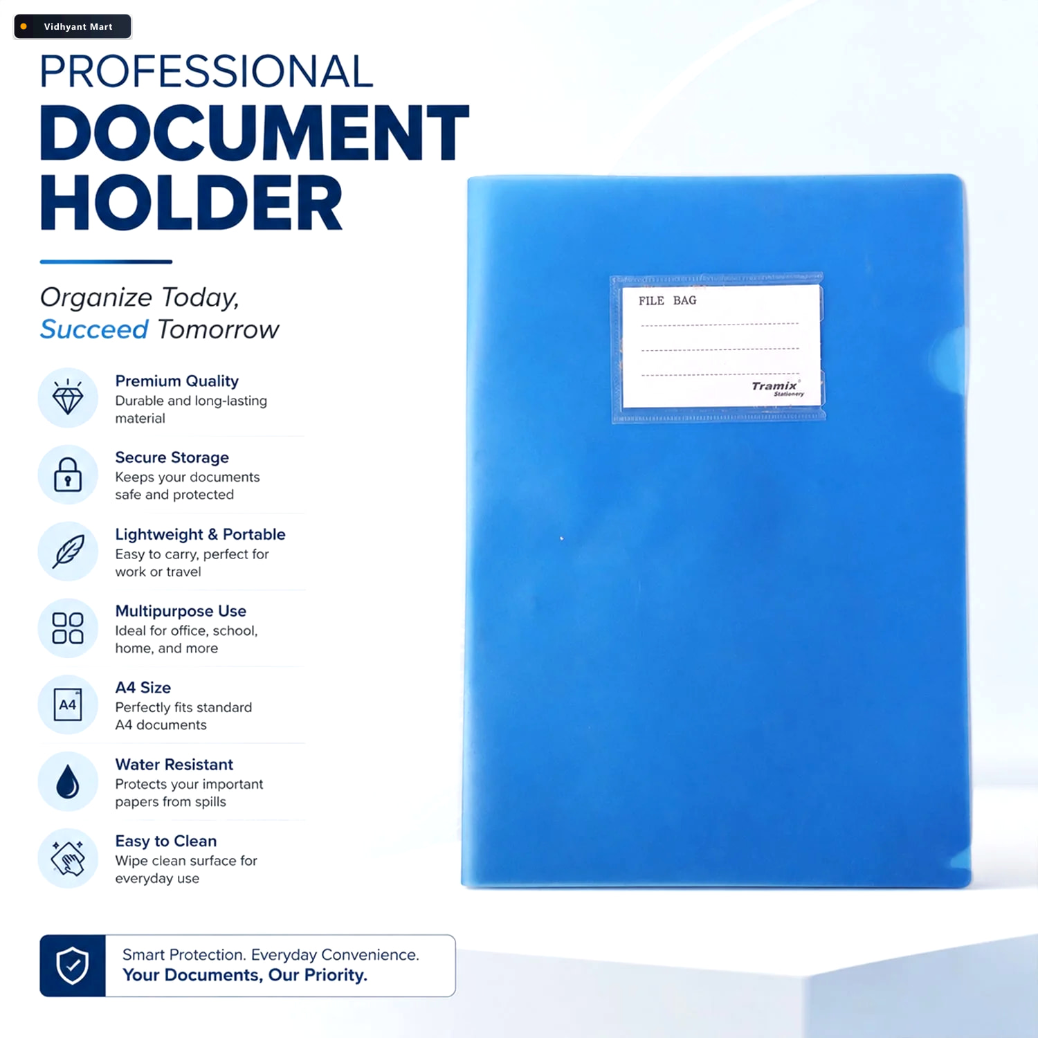 Vidhyant Mart A4 Document File Folder Durable Water Resistant Or 2