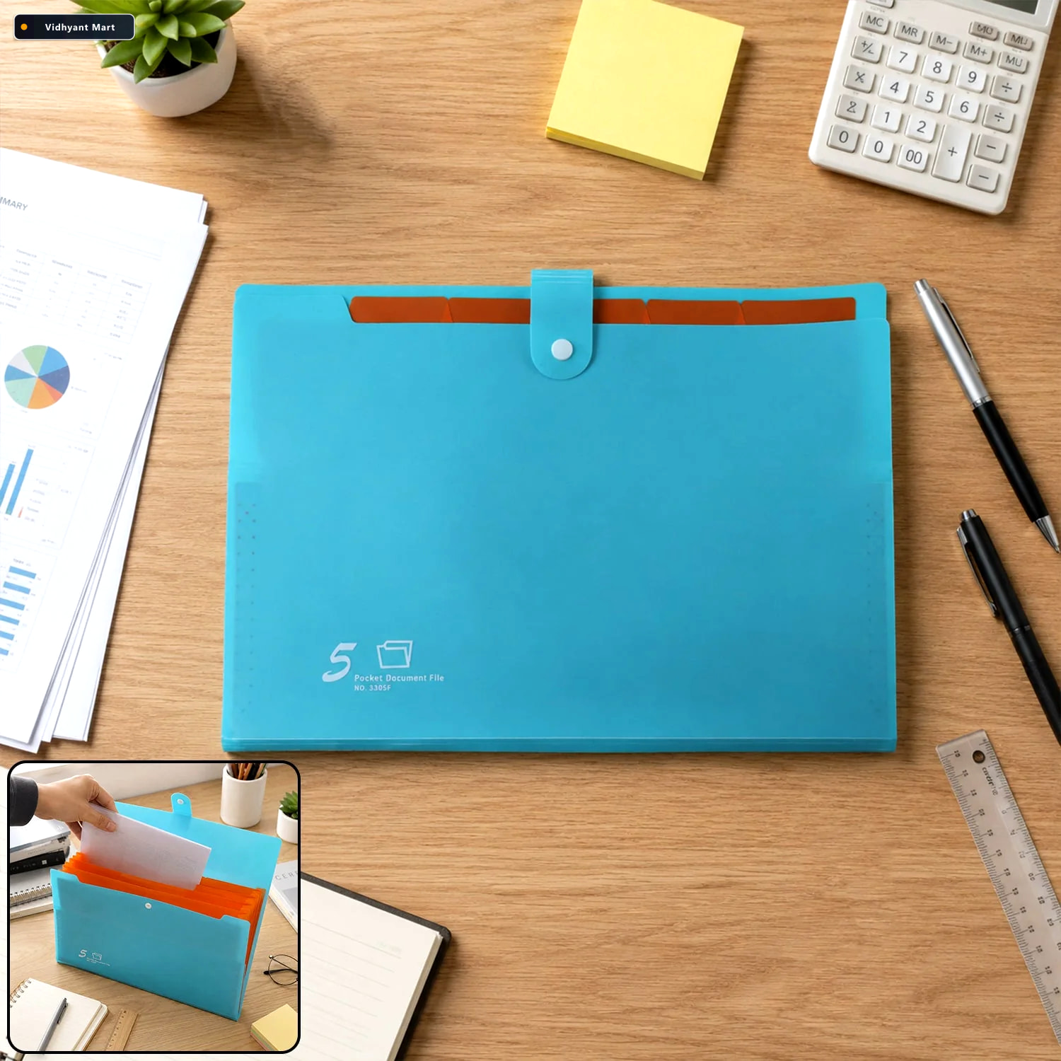 Vidhyant Mart A4 Document Folder Expandable Multi Pocket Organiz 1