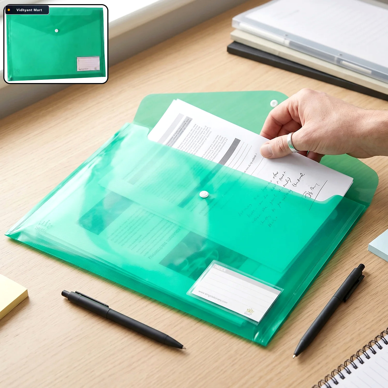 Vidhyant Mart A4 Plastic Document File Folder With Button Closur 1