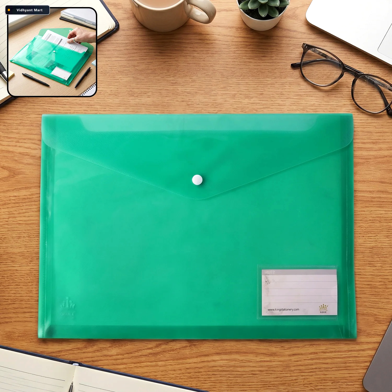 Vidhyant Mart A4 Plastic Document File Folder With Button Closur 2