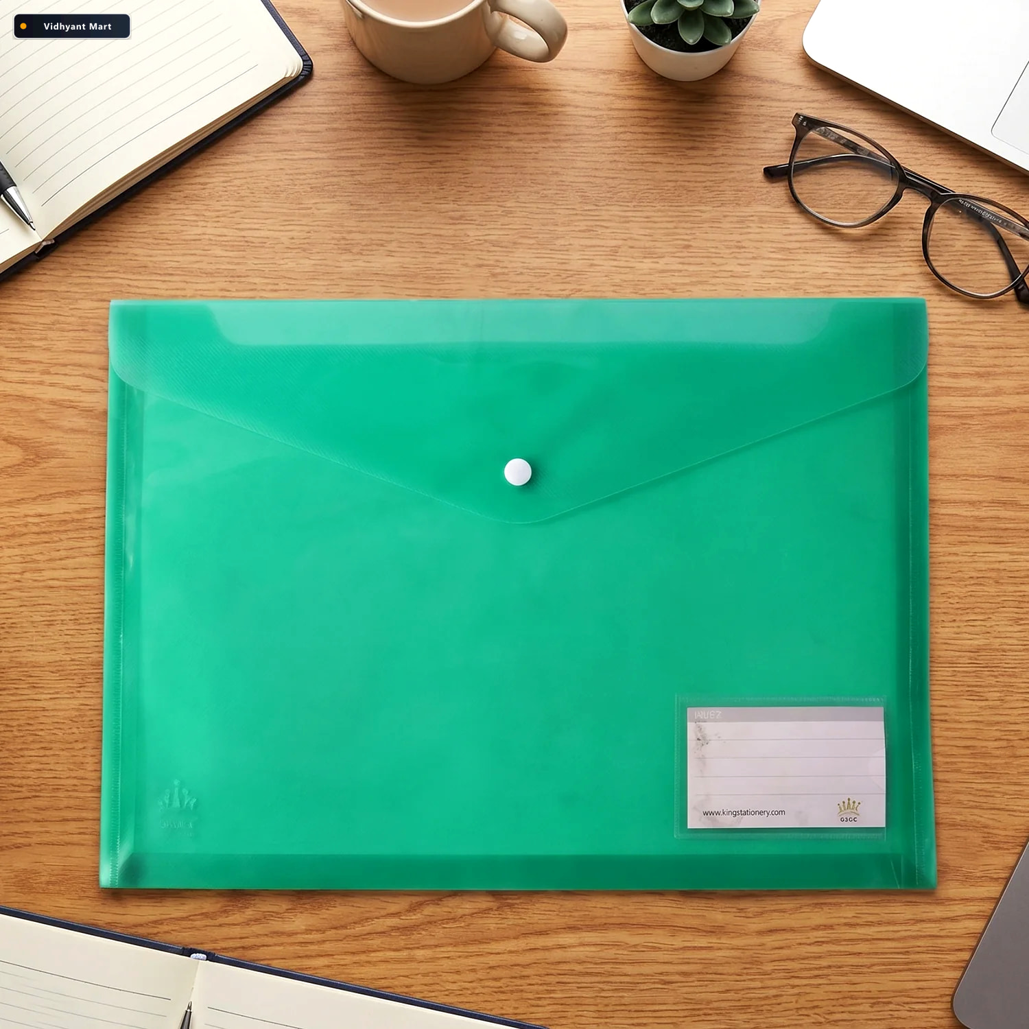 Vidhyant Mart A4 Plastic Document File Folder With Button Closur 3