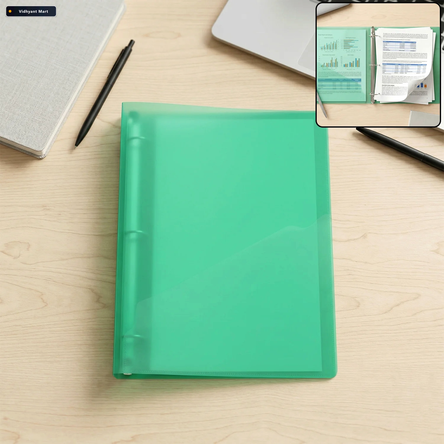 Vidhyant Mart A4 Size Transparent Ring Binder Folder Durable For 4