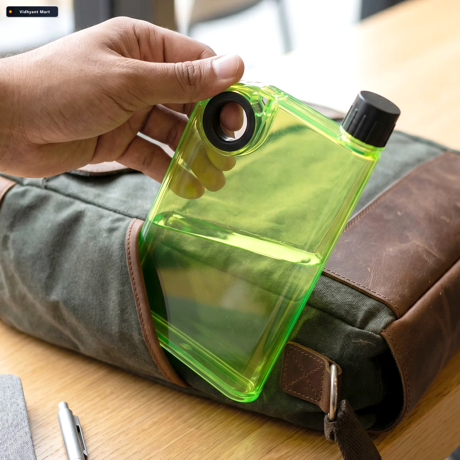 Vidhyant Mart A5 Notebook Shape Travel Water Bottle Slim Flat Bo 3