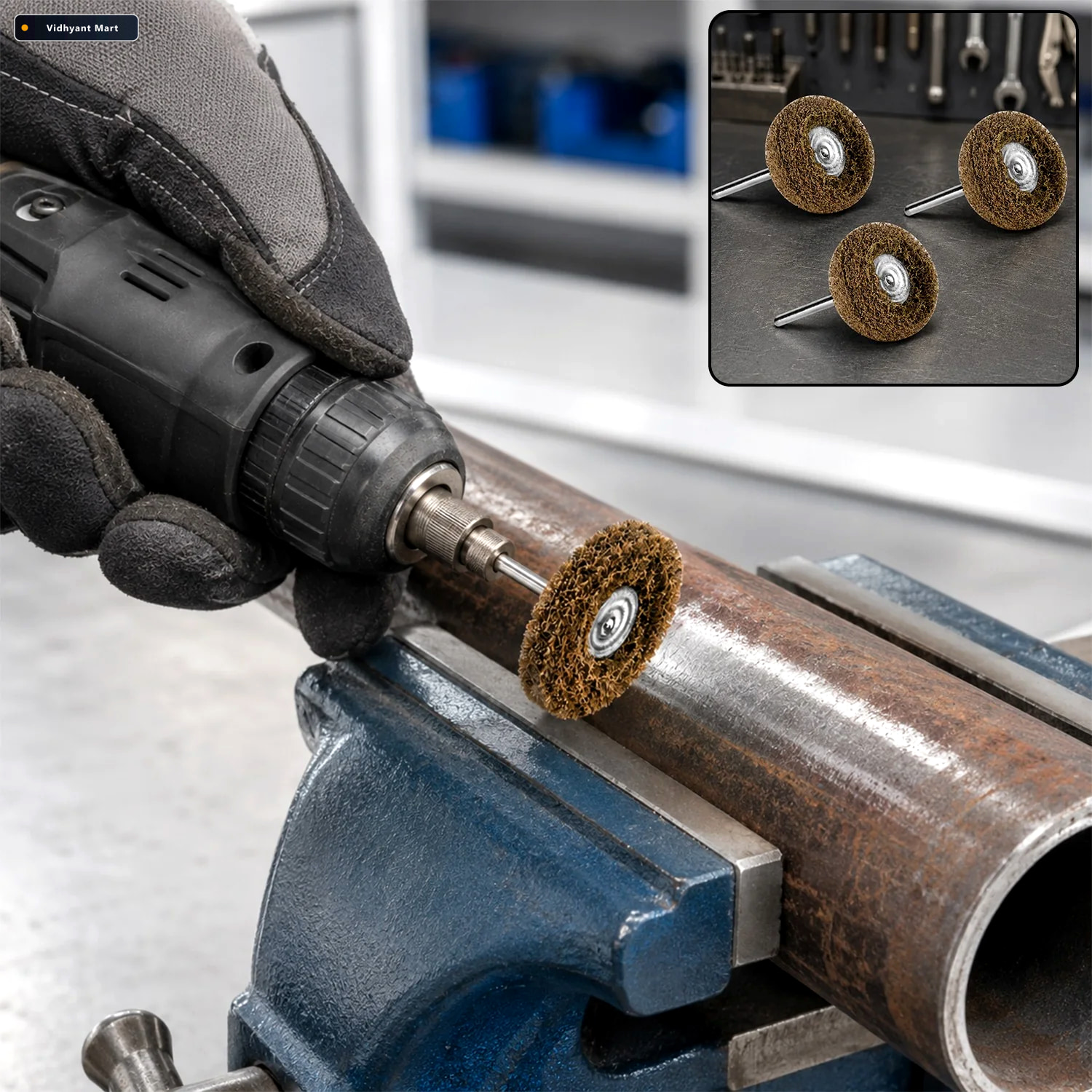 Vidhyant Mart Abrasive Buffing Wheel Set 3mm Shank For Rotary To 1