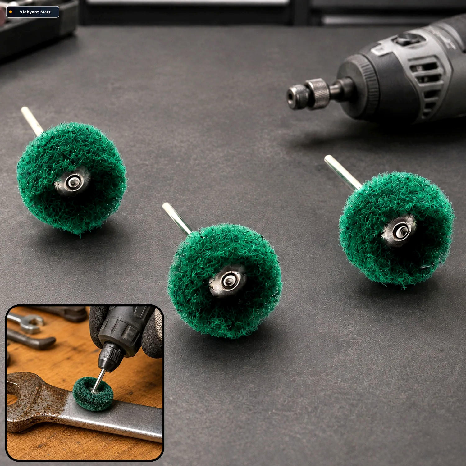 Vidhyant Mart Abrasive Polishing Wheel Set 3 Pcs 3mm Shank For R 1