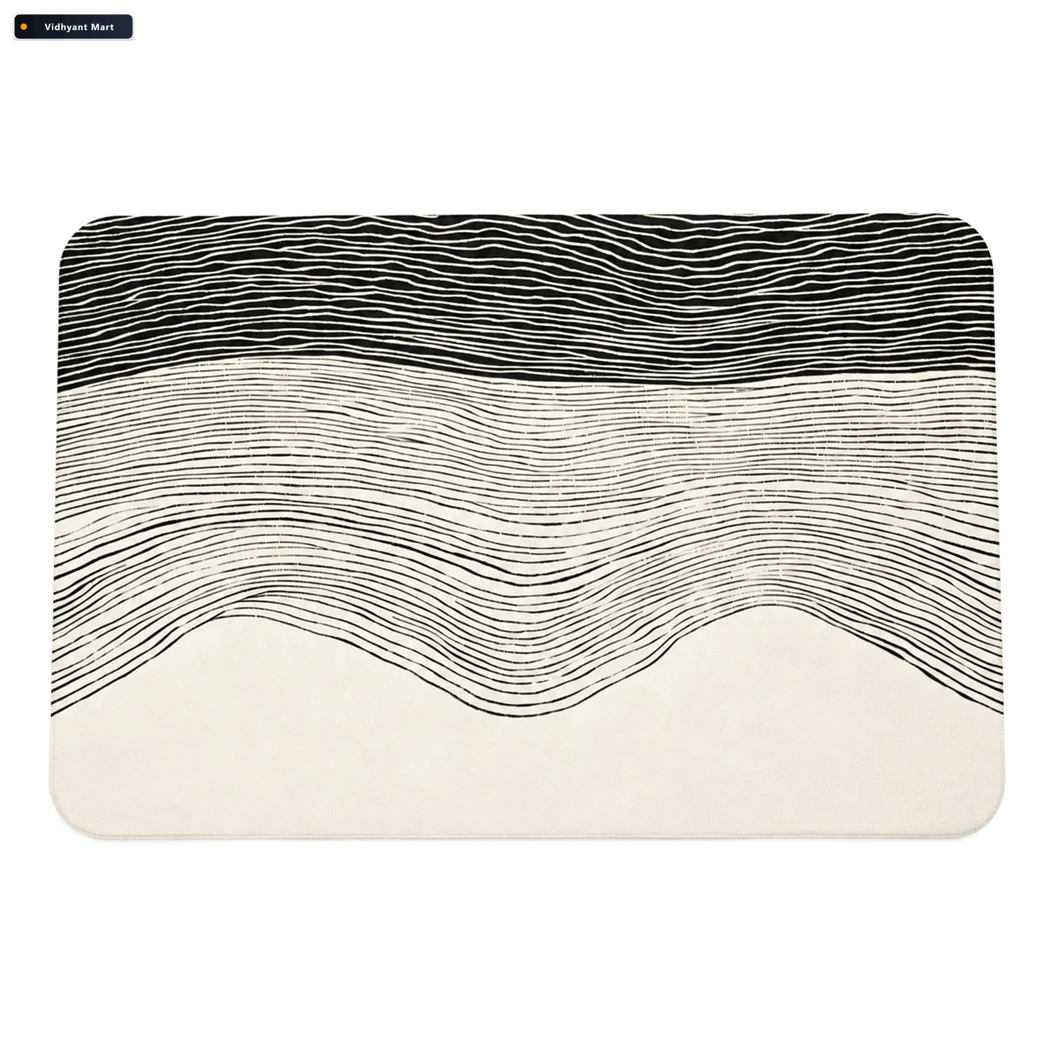 Vidhyant Mart Absorbent Bathroom Mat Abstract Wave Line Print Qu 4