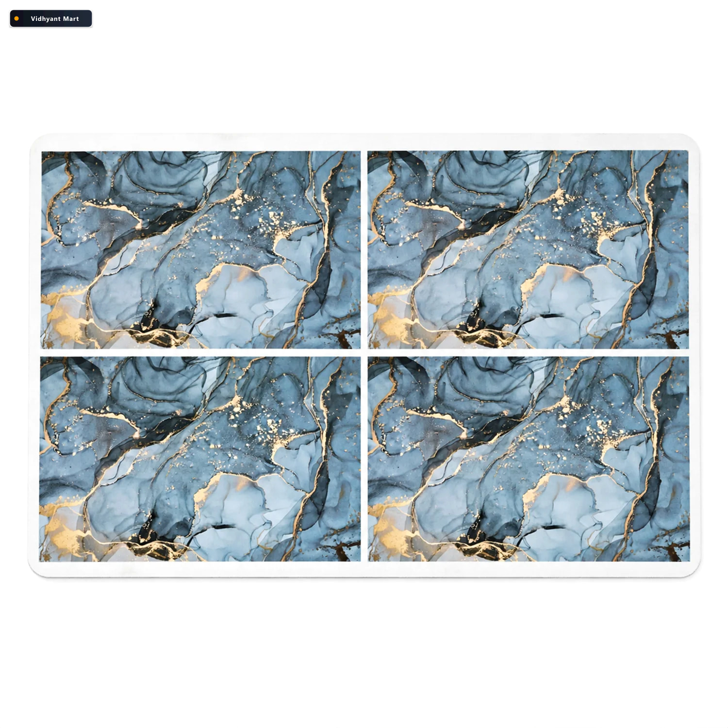 Vidhyant Mart Absorbent Bathroom Mat Blue Marble Print Quick Dry 4