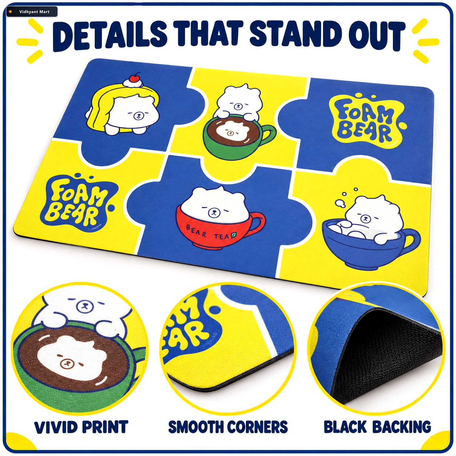 Vidhyant Mart Absorbent Bathroom Mat Cute Cartoon Bear Print Qui 3
