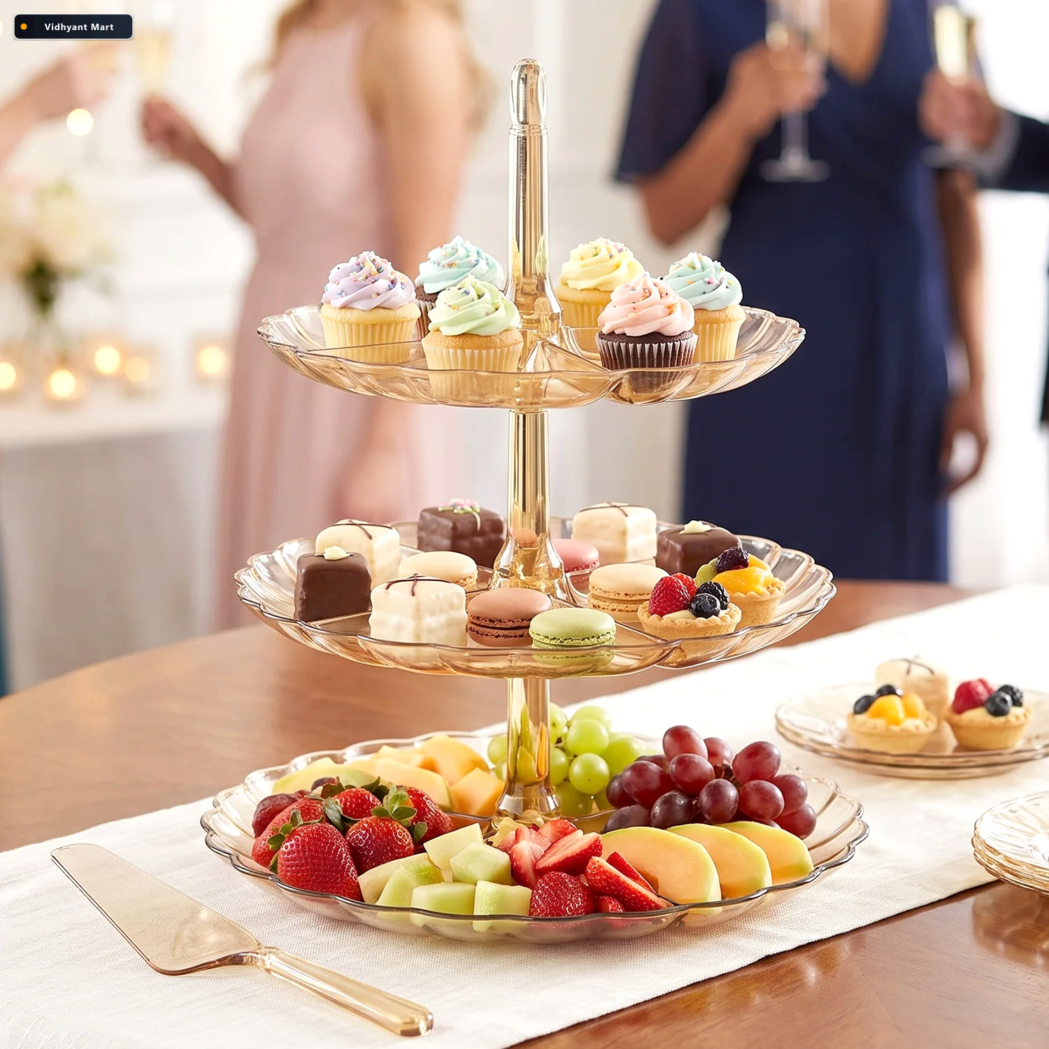 Vidhyant Mart Acrylic 3 Tier Snack And Dessert Serving Stand For 3