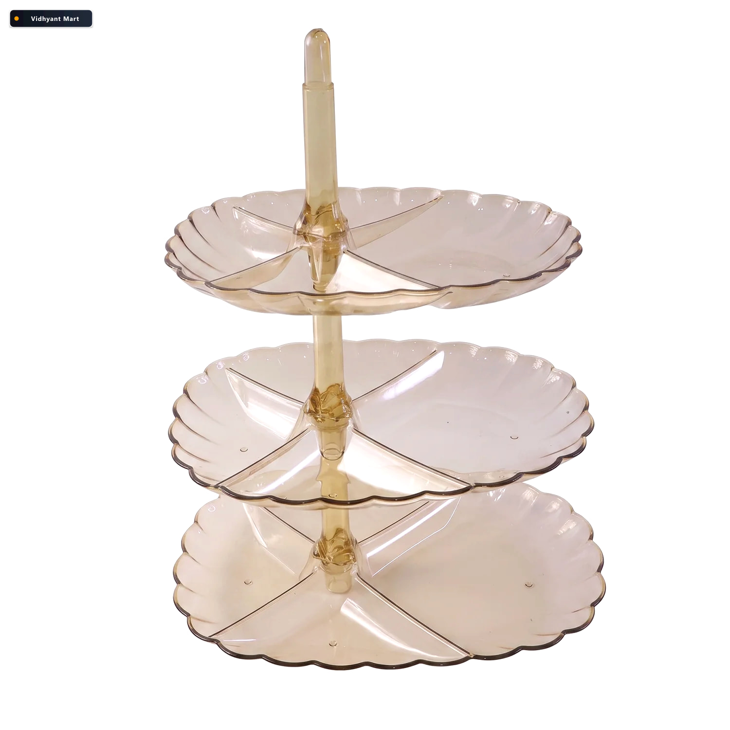 Vidhyant Mart Acrylic 3 Tier Snack And Dessert Serving Stand For 4