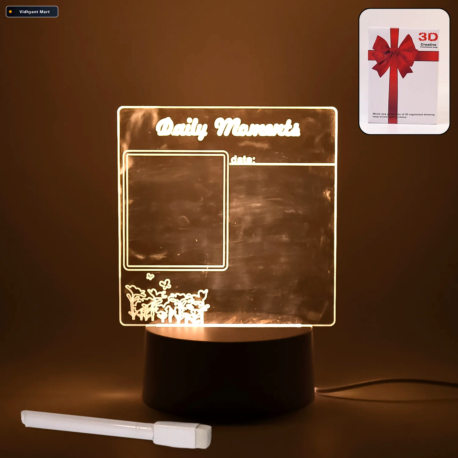 Vidhyant Mart Acrylic Decorative Lamp 3d Message Board Night Lig 1