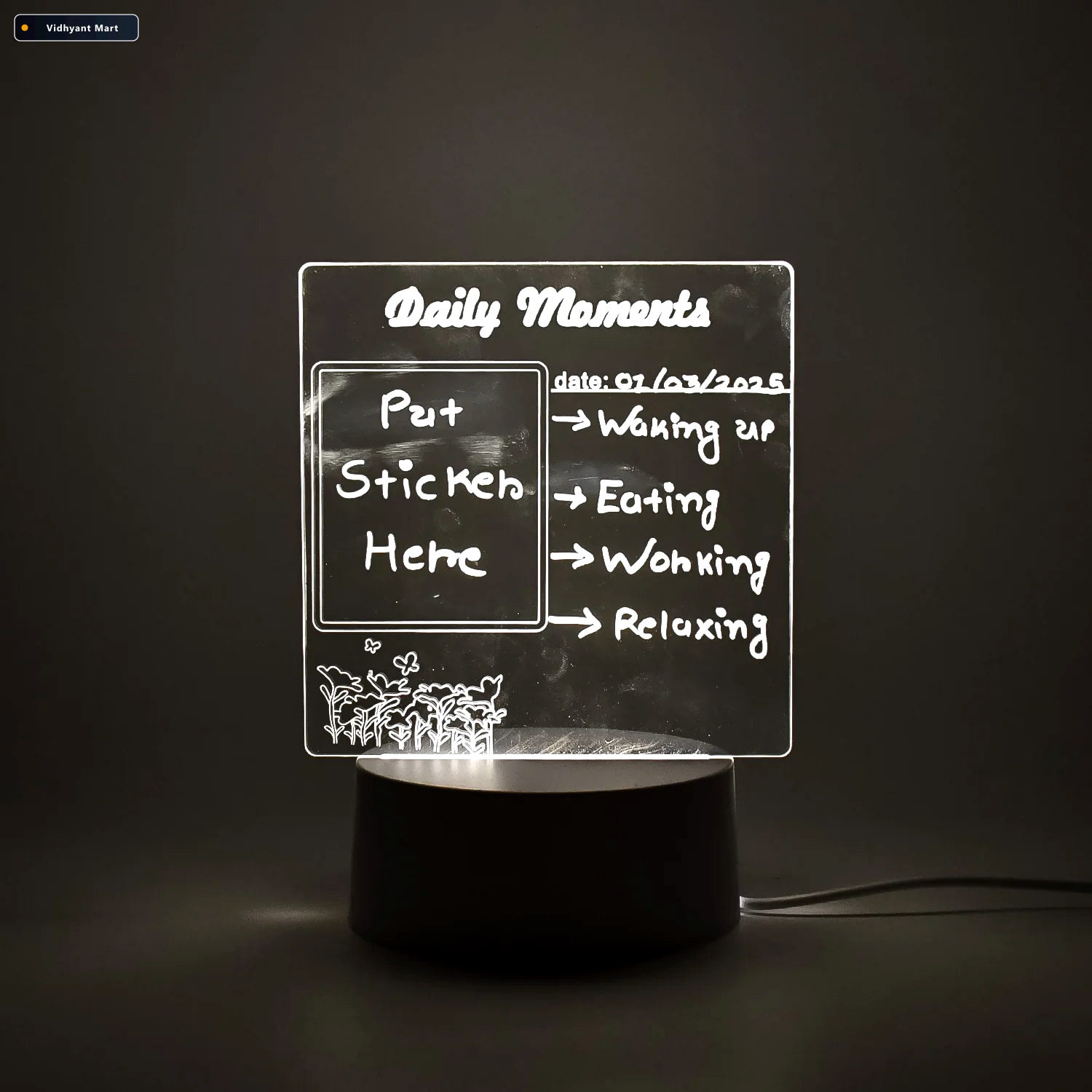 Vidhyant Mart Acrylic Decorative Lamp 3d Message Board Night Lig 2