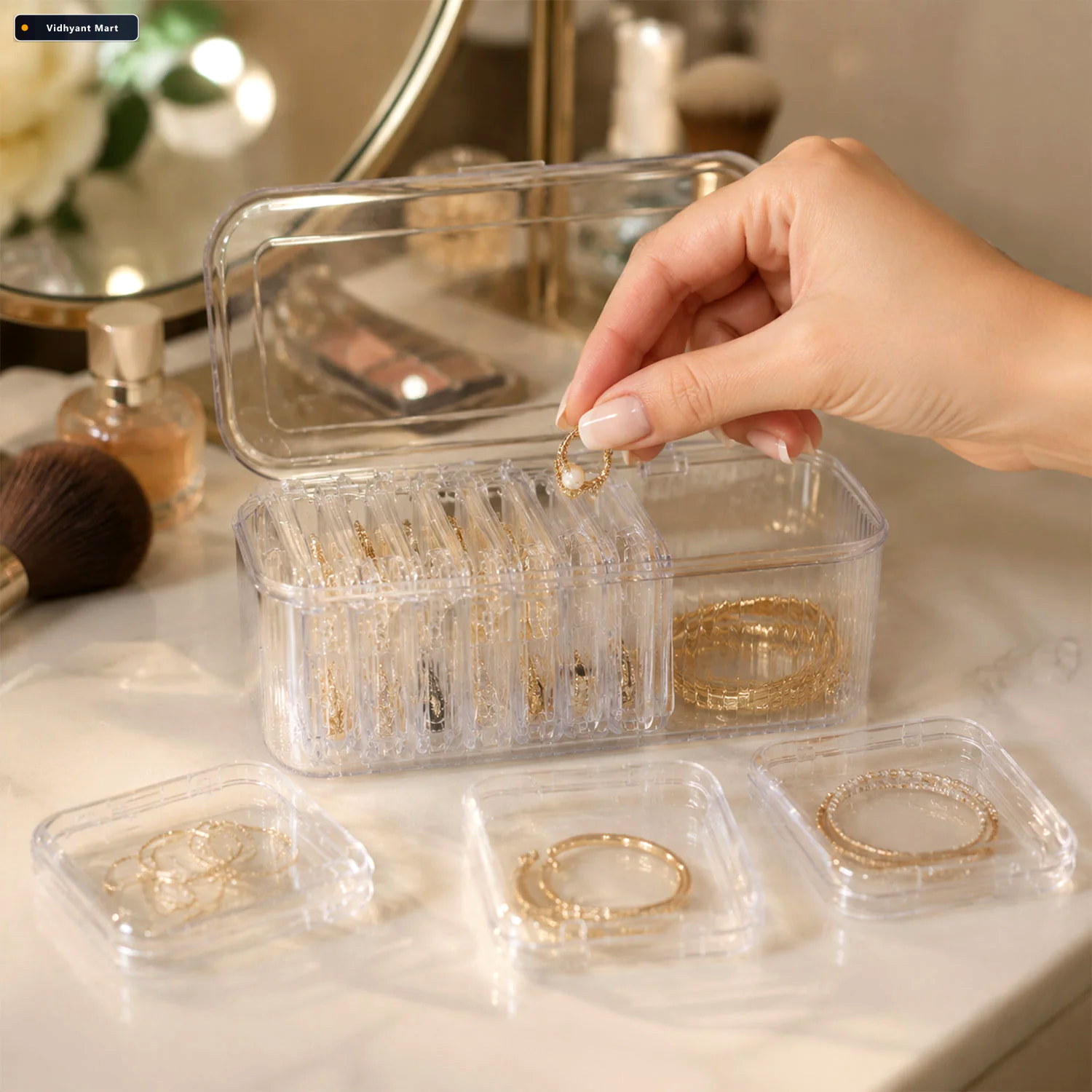Vidhyant Mart Acrylic Jewellery Storage Box Clear Organizer With 2