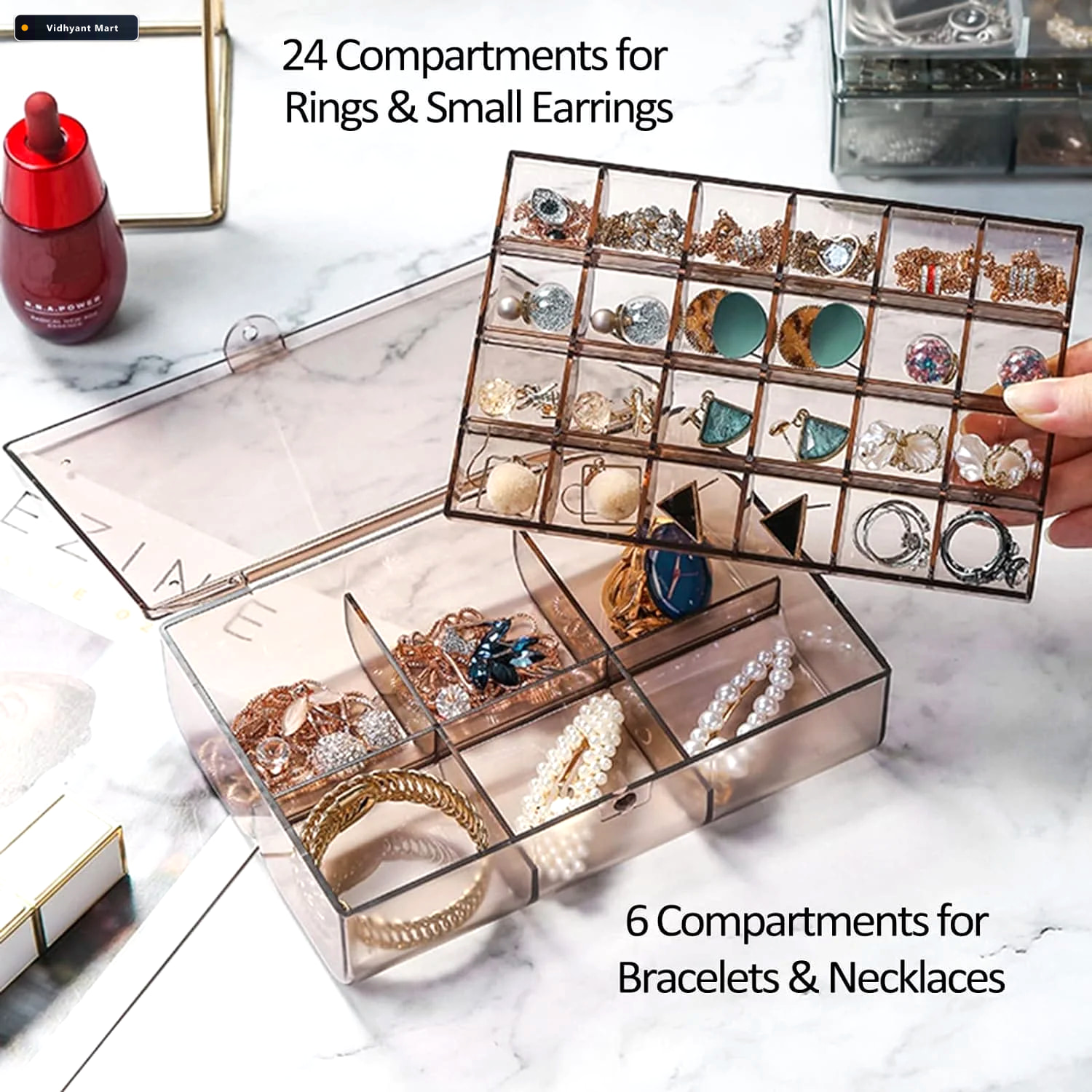 Vidhyant Mart Acrylic Jewelry Box 30 Compartment Dustproof Organ 2