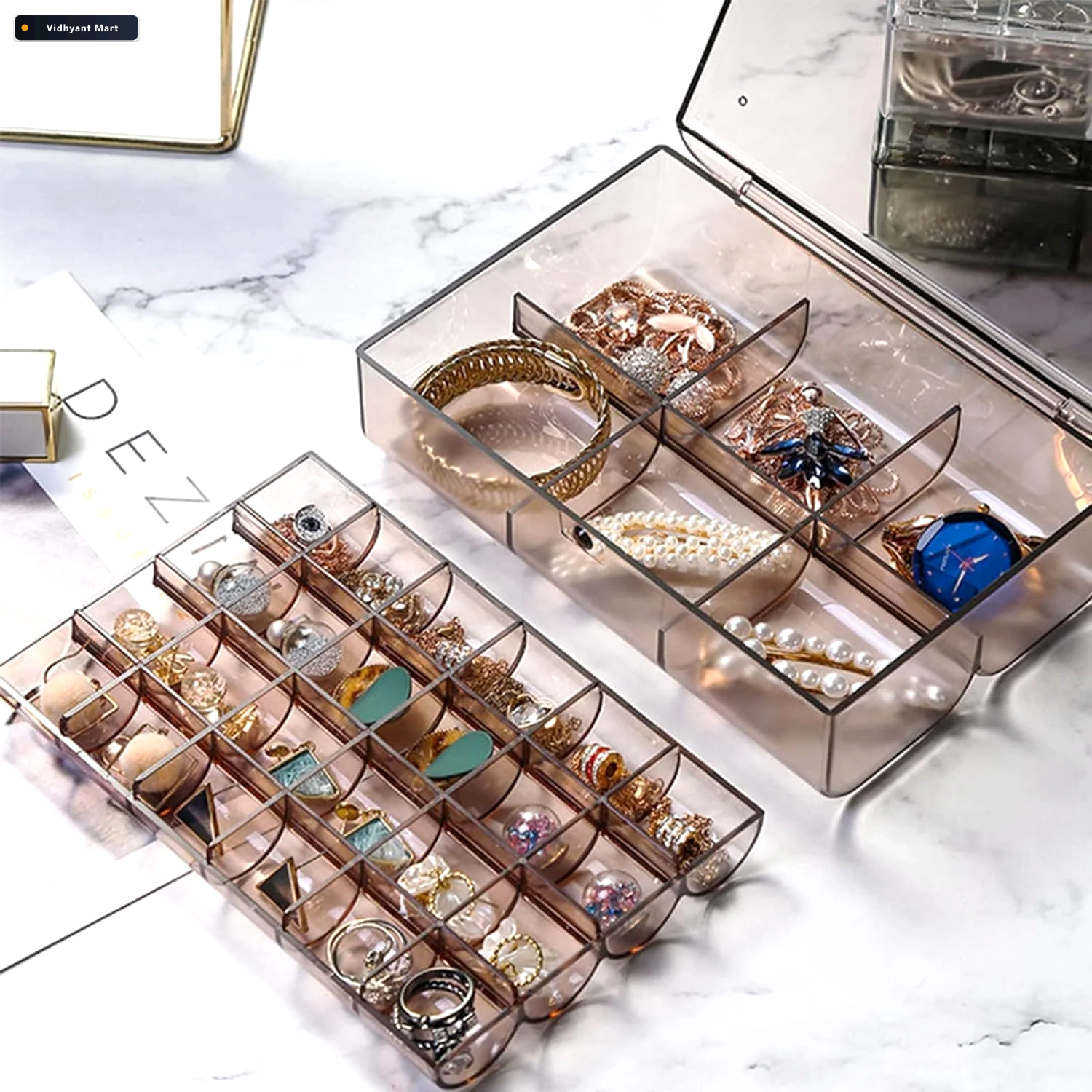 Vidhyant Mart Acrylic Jewelry Box 30 Compartment Dustproof Organ 4
