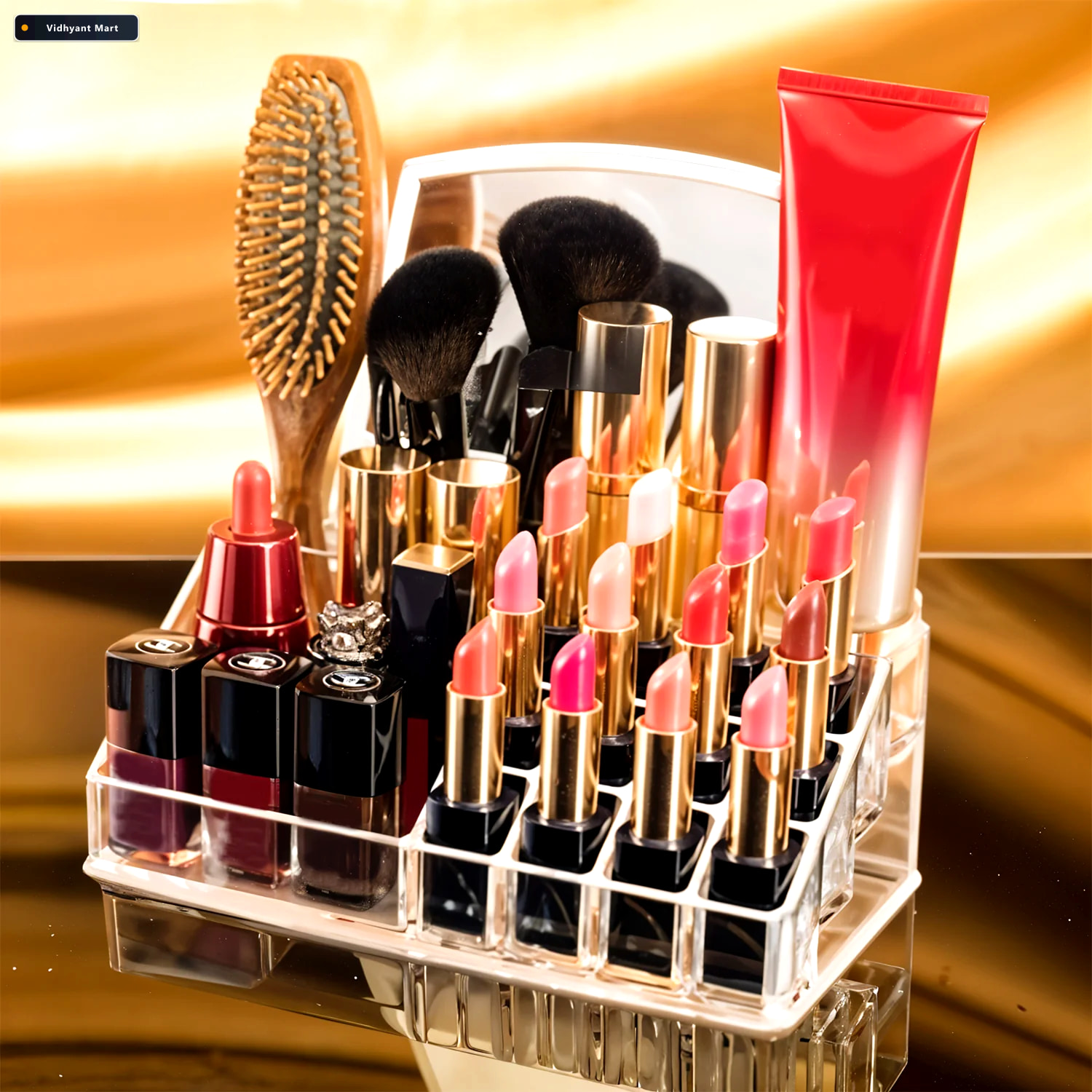 Vidhyant Mart Acrylic Makeup Organizer 16 Clear Compartments For 3