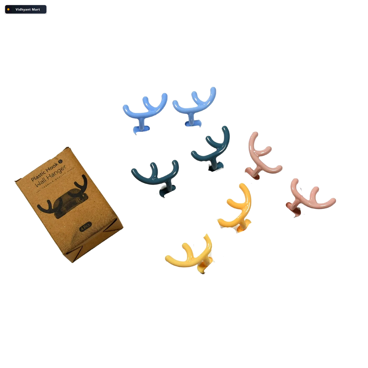 Vidhyant Mart Adhesive Wall Hooks Heavy Duty No Drill Pack Of 4 2
