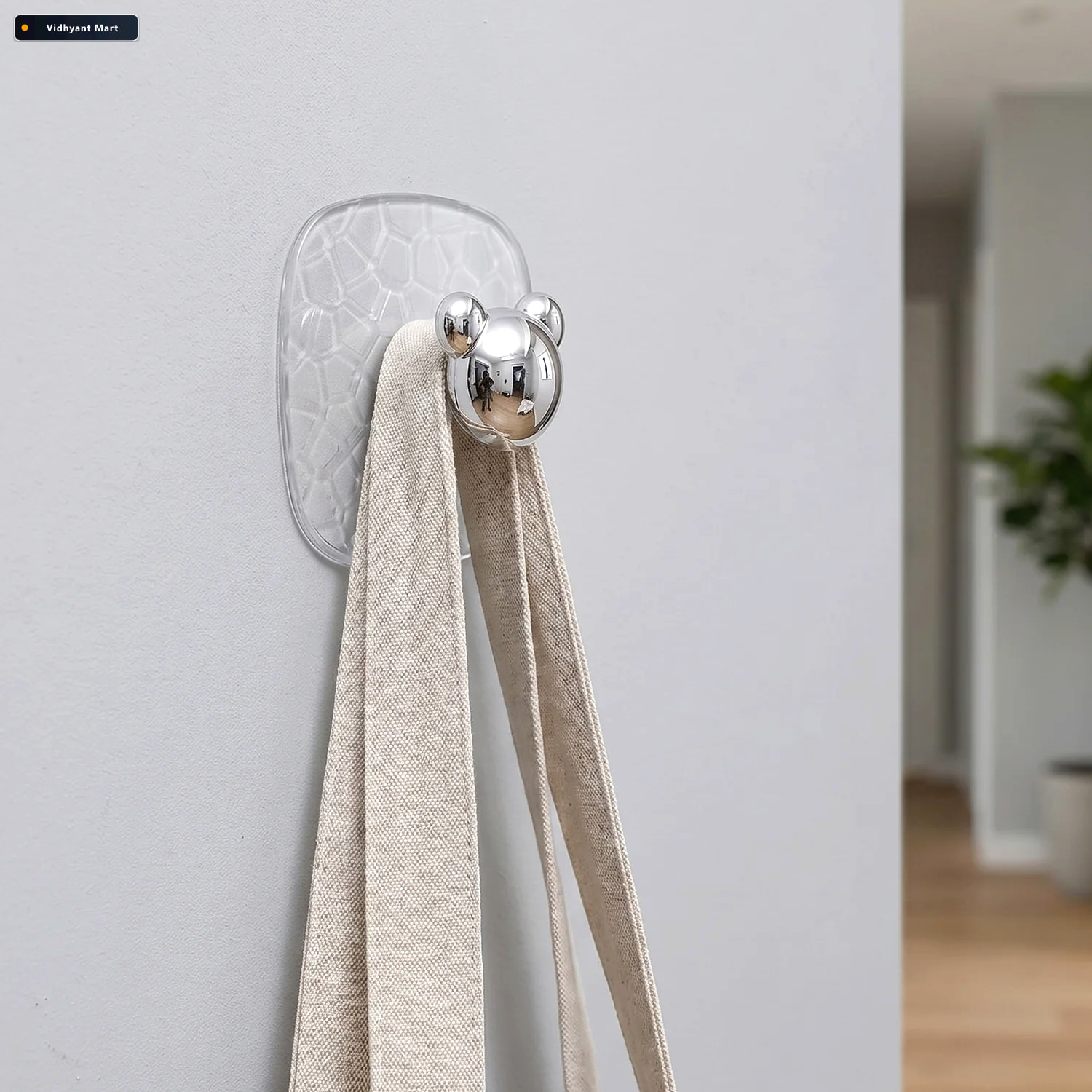 Vidhyant Mart Adhesive Wall Hooks Strong Clear Hold No Damage 3 3
