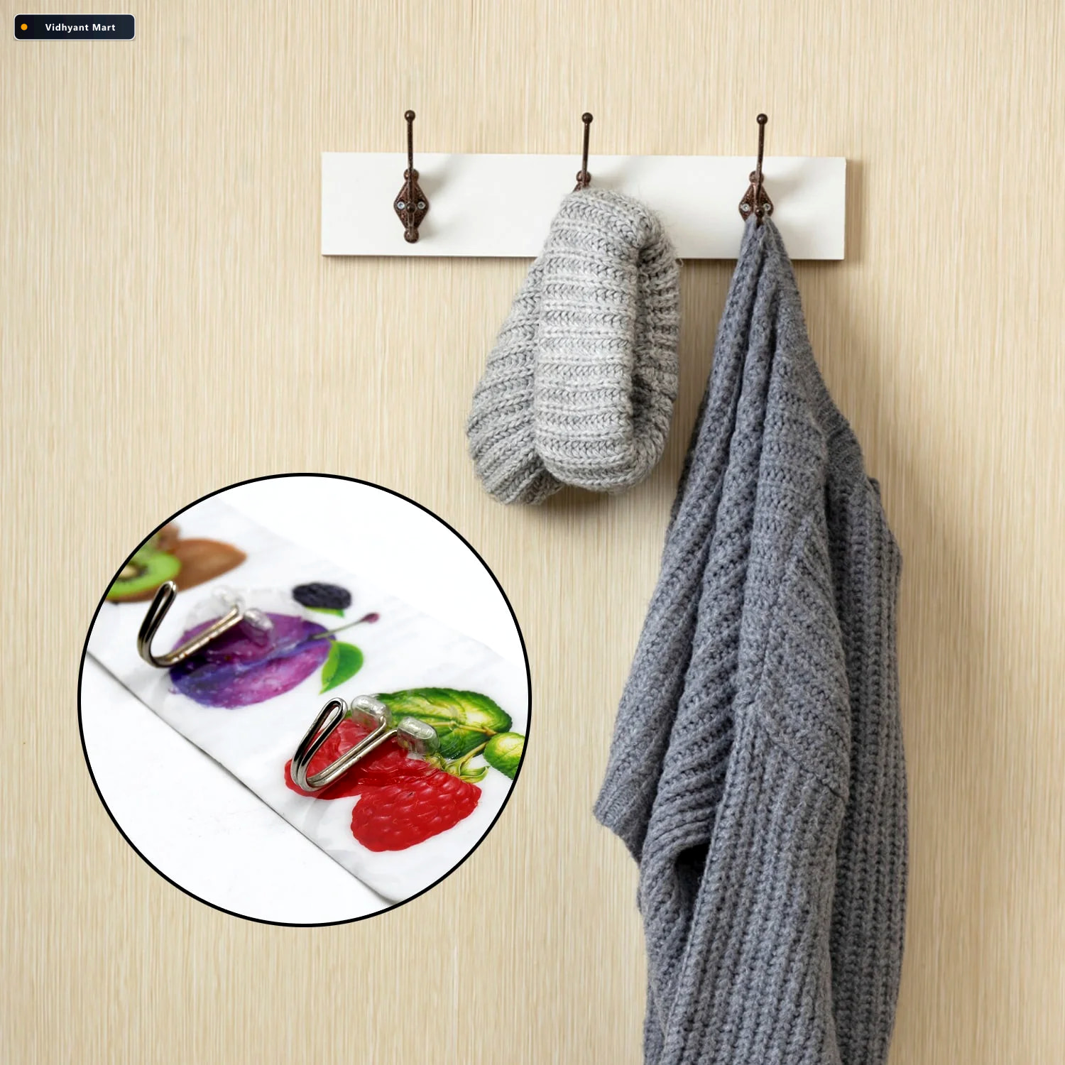 Vidhyant Mart Adhesive Wall Hooks Strong Transparent Multiuse 6 3