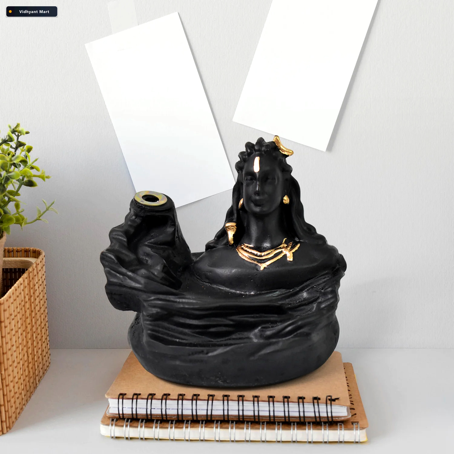 Vidhyant Mart Adiyogi Shiva Backflow Incense Holder Serene Smoke 2