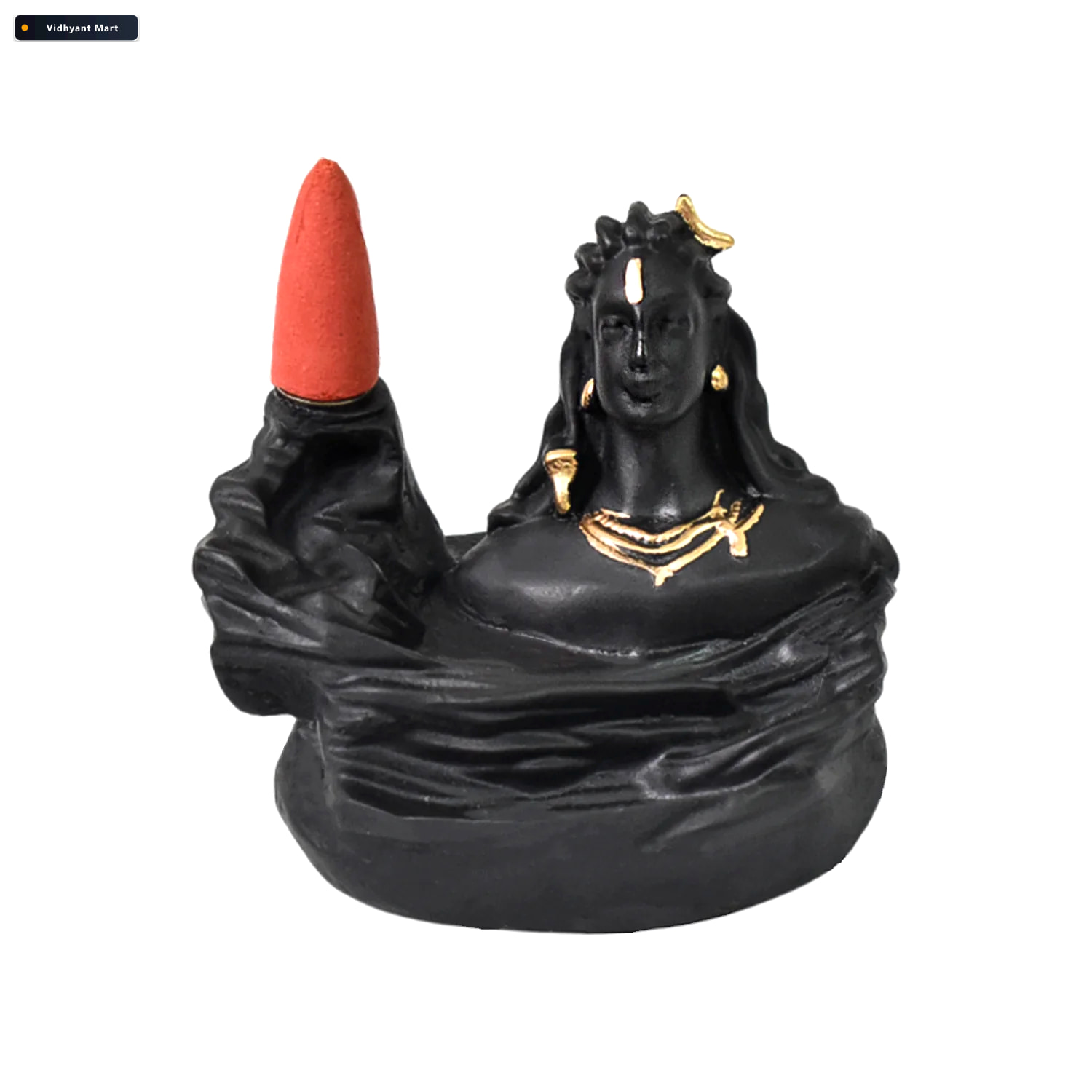 Vidhyant Mart Adiyogi Shiva Backflow Incense Holder Serene Smoke 4