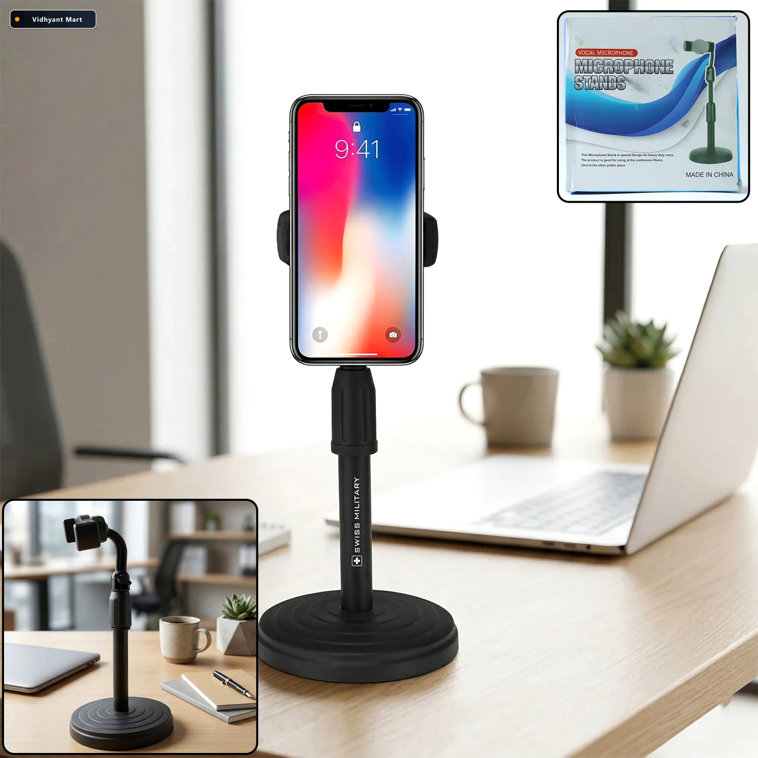 Vidhyant Mart Adjustable 360 Rotating Phone Holder Stable Univer 1