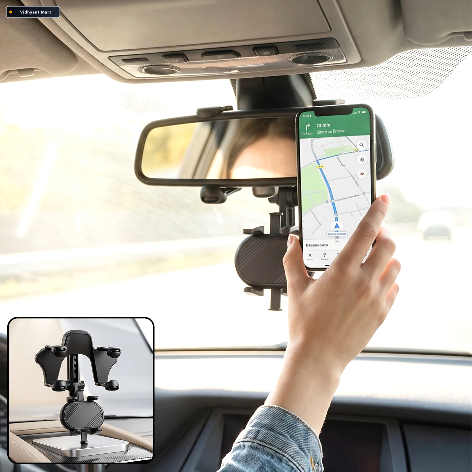 Vidhyant Mart Adjustable Car Rear View Mirror Phone Holder For N 1