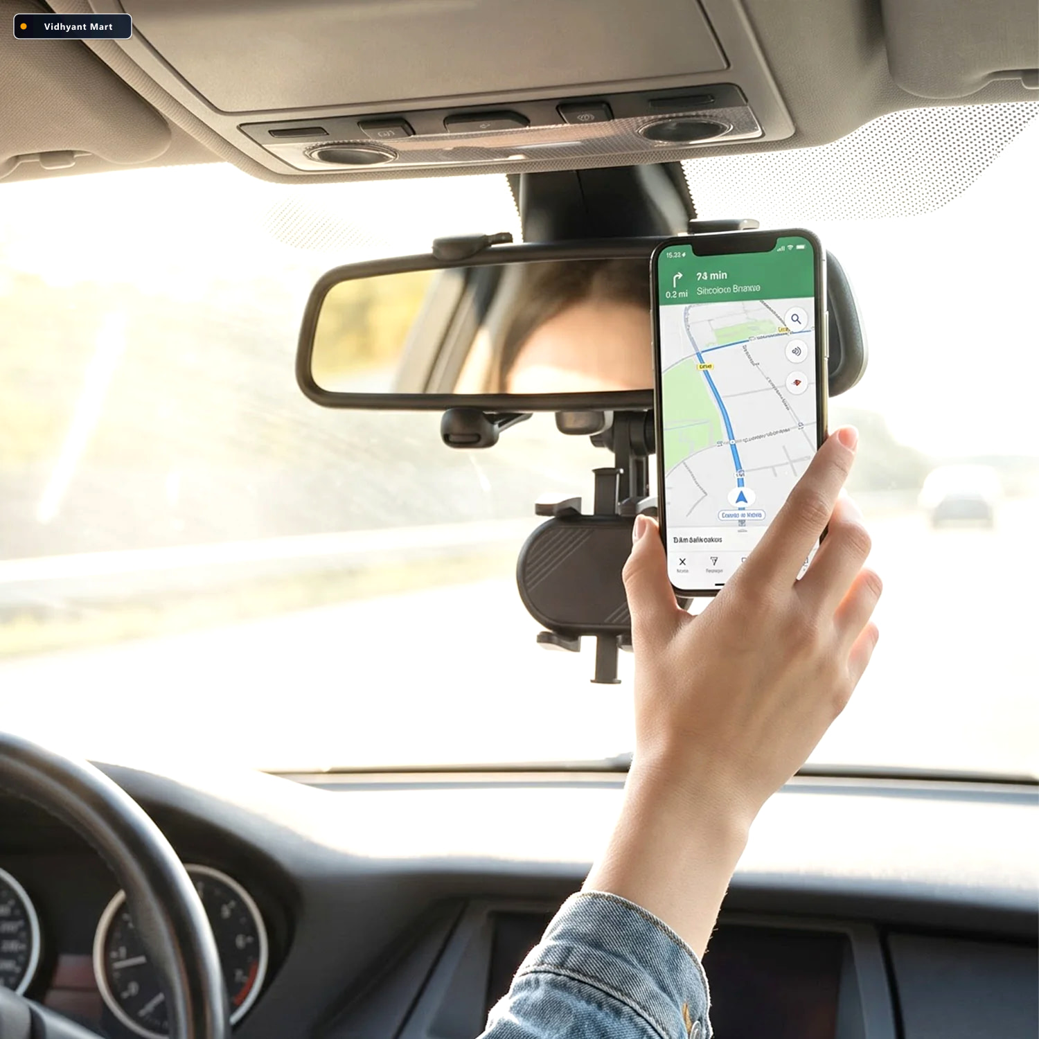 Vidhyant Mart Adjustable Car Rear View Mirror Phone Holder For N 2
