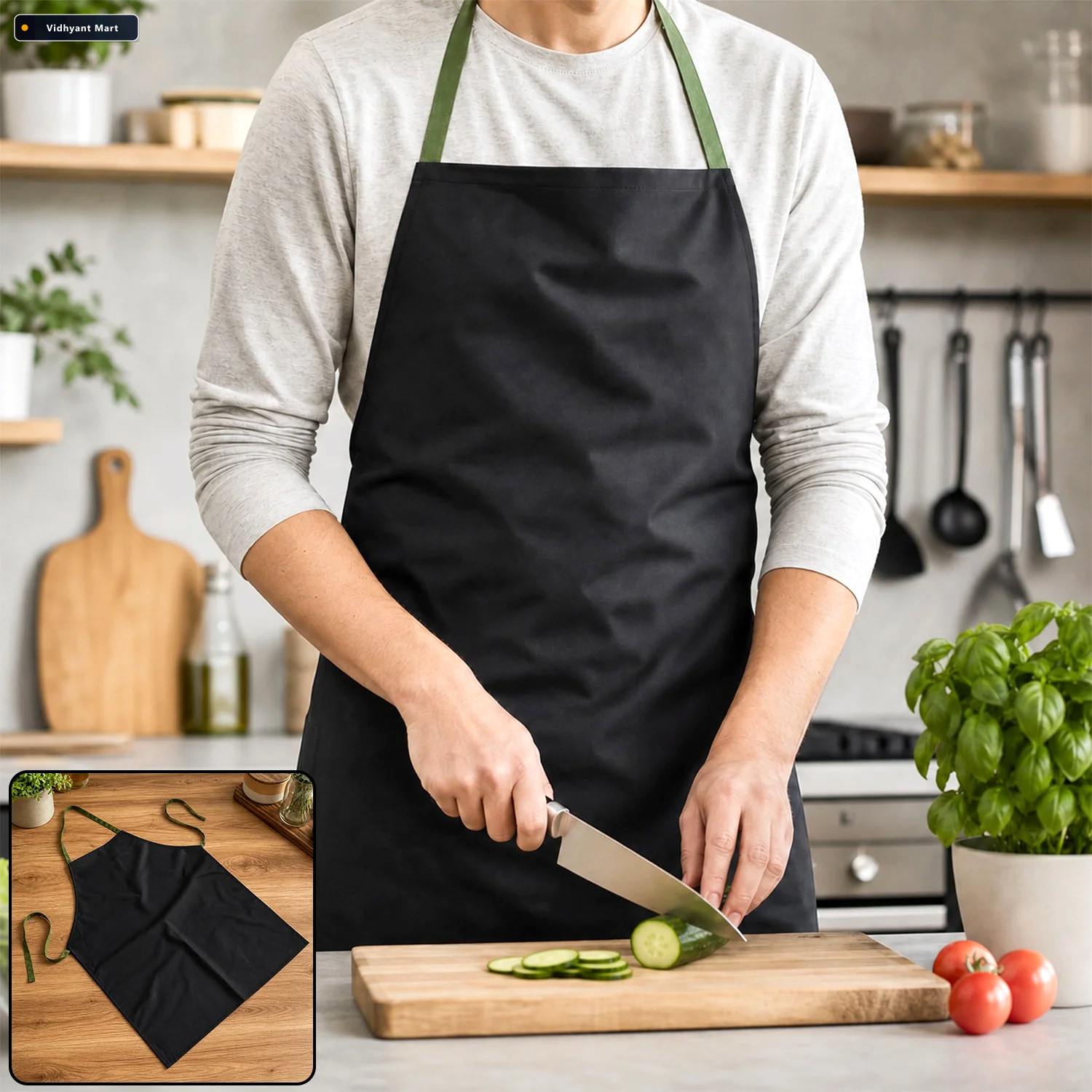 Vidhyant Mart Adjustable Cooking Apron For Kitchen With Neck And 1