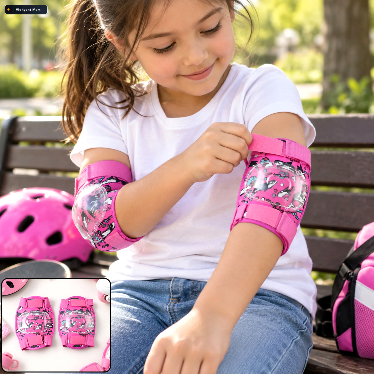 Vidhyant Mart Adjustable Kids Elbow Protection Pads For Cycling 1