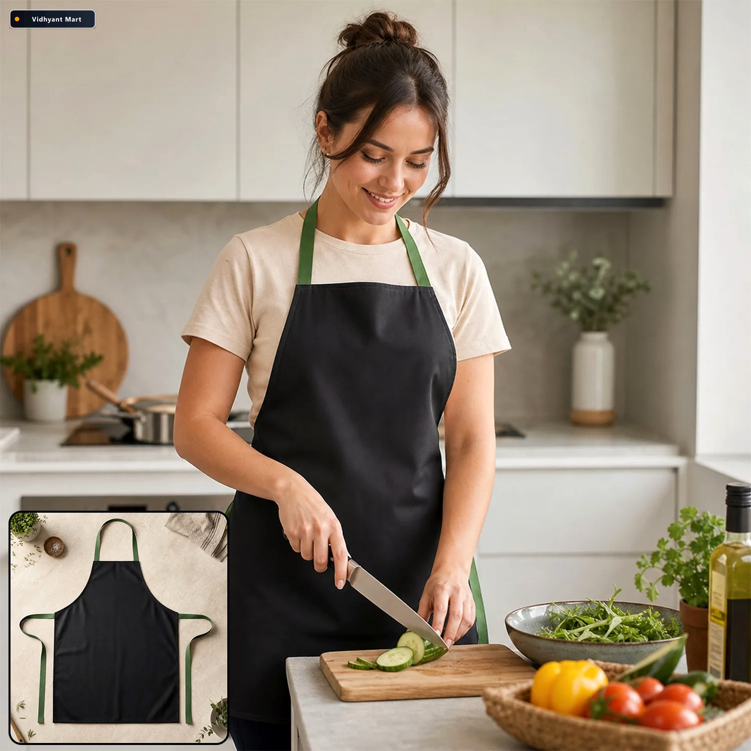 Vidhyant Mart Adjustable Kitchen Cooking Apron For Women With Ne 1
