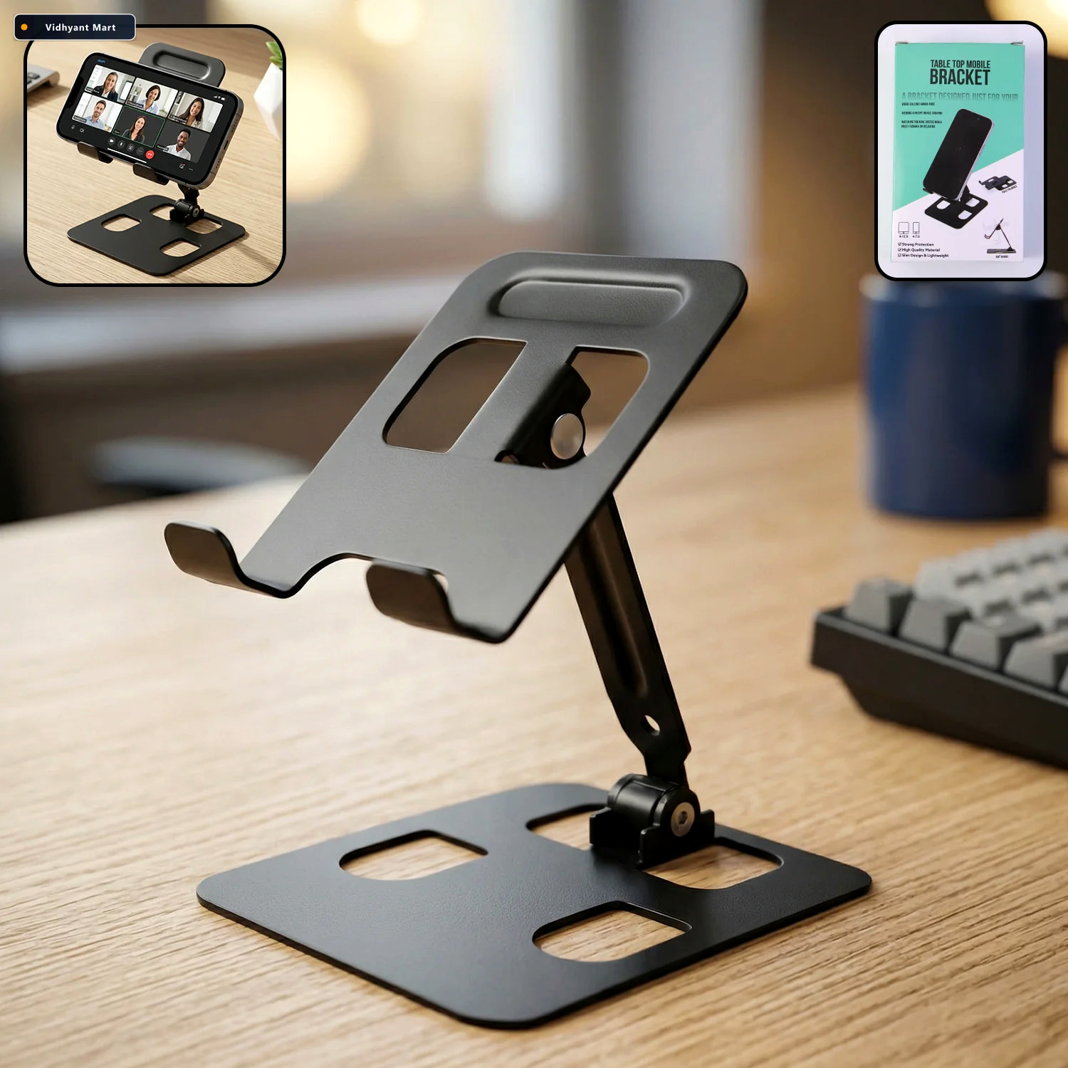 Vidhyant Mart Adjustable Metal Mobile Stand Foldable Stable Desk 1