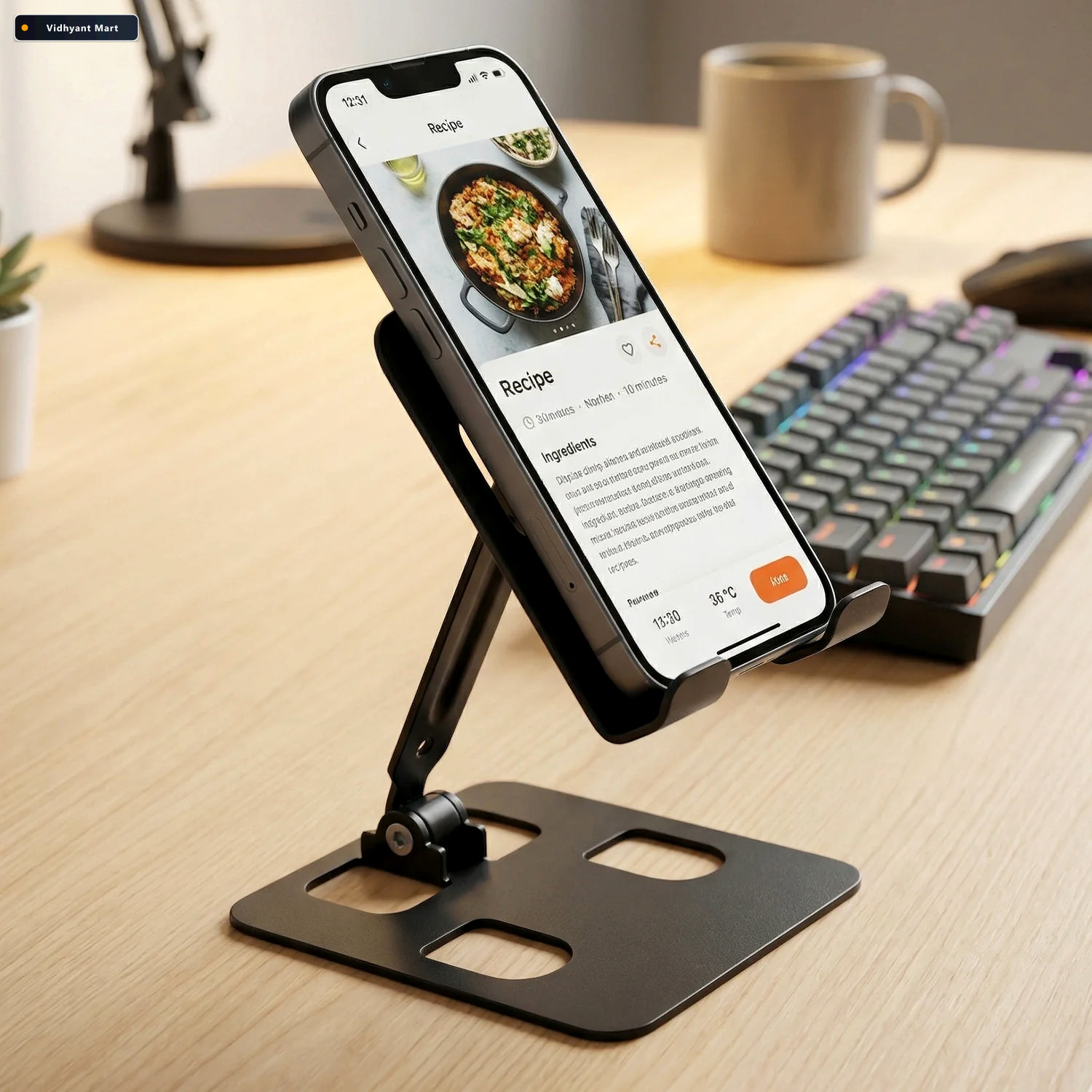 Vidhyant Mart Adjustable Metal Mobile Stand Foldable Stable Desk 2