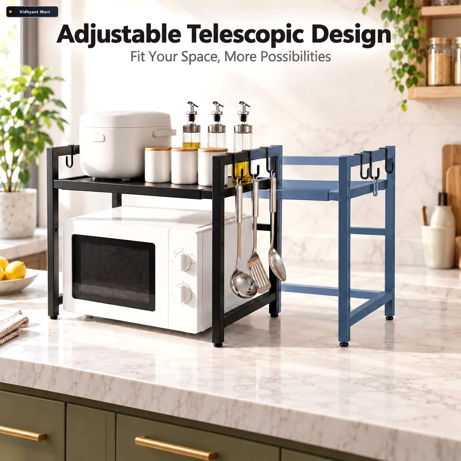 Vidhyant Mart Adjustable Microwave Oven Storage Rack Metal Kitch 2