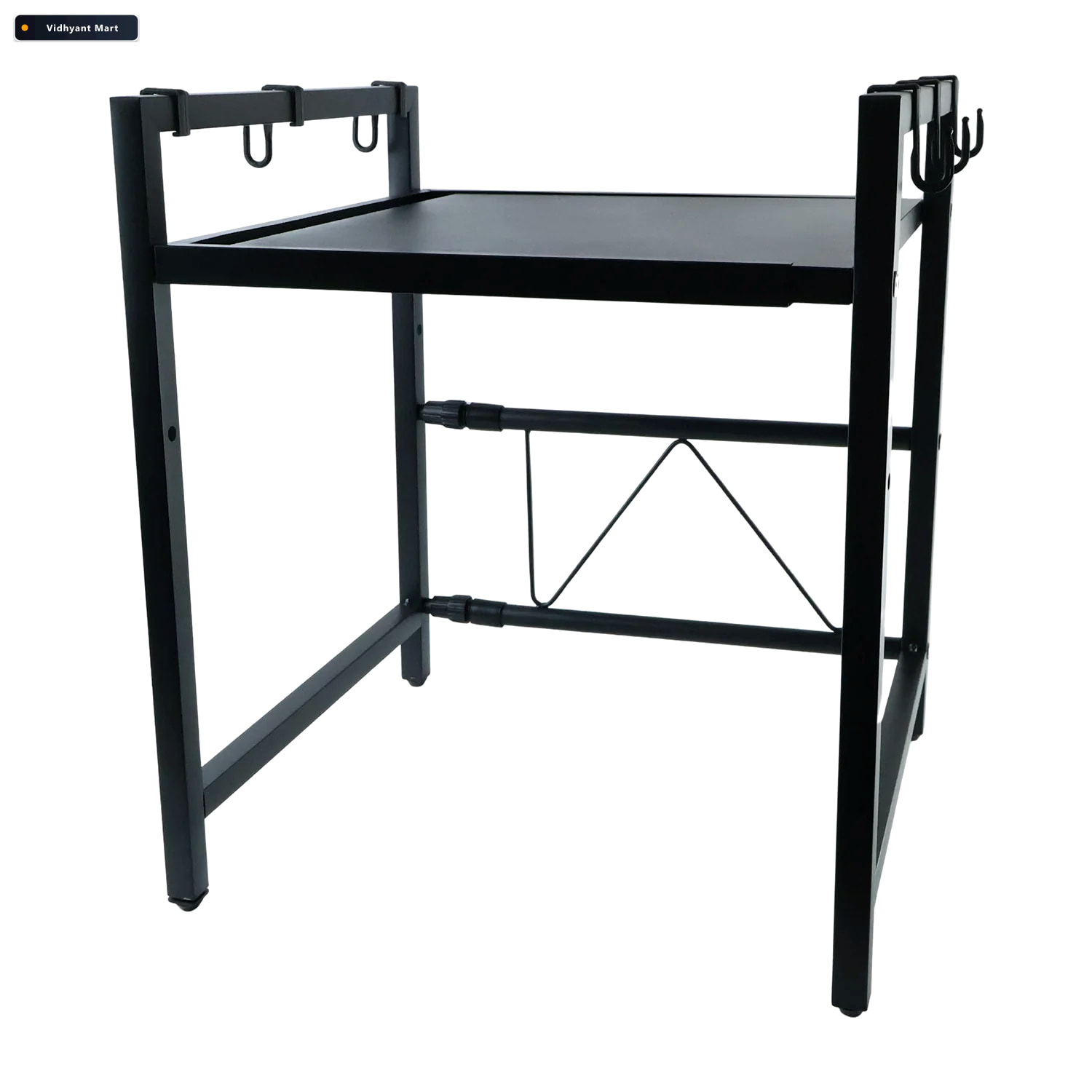 Vidhyant Mart Adjustable Microwave Oven Storage Rack With Hooks 4