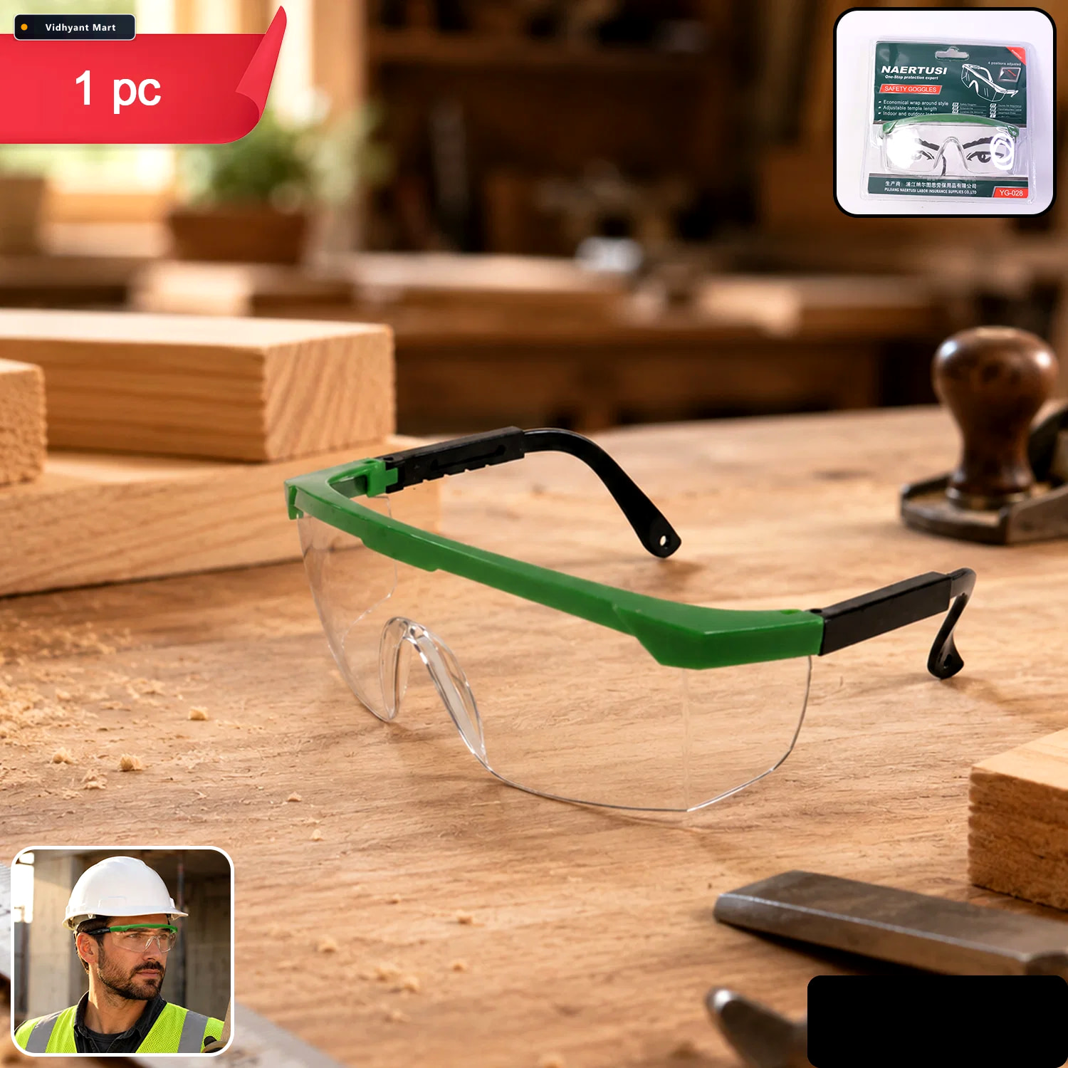 Vidhyant Mart Adjustable Safety Goggles Impact Resistant Polycar 1