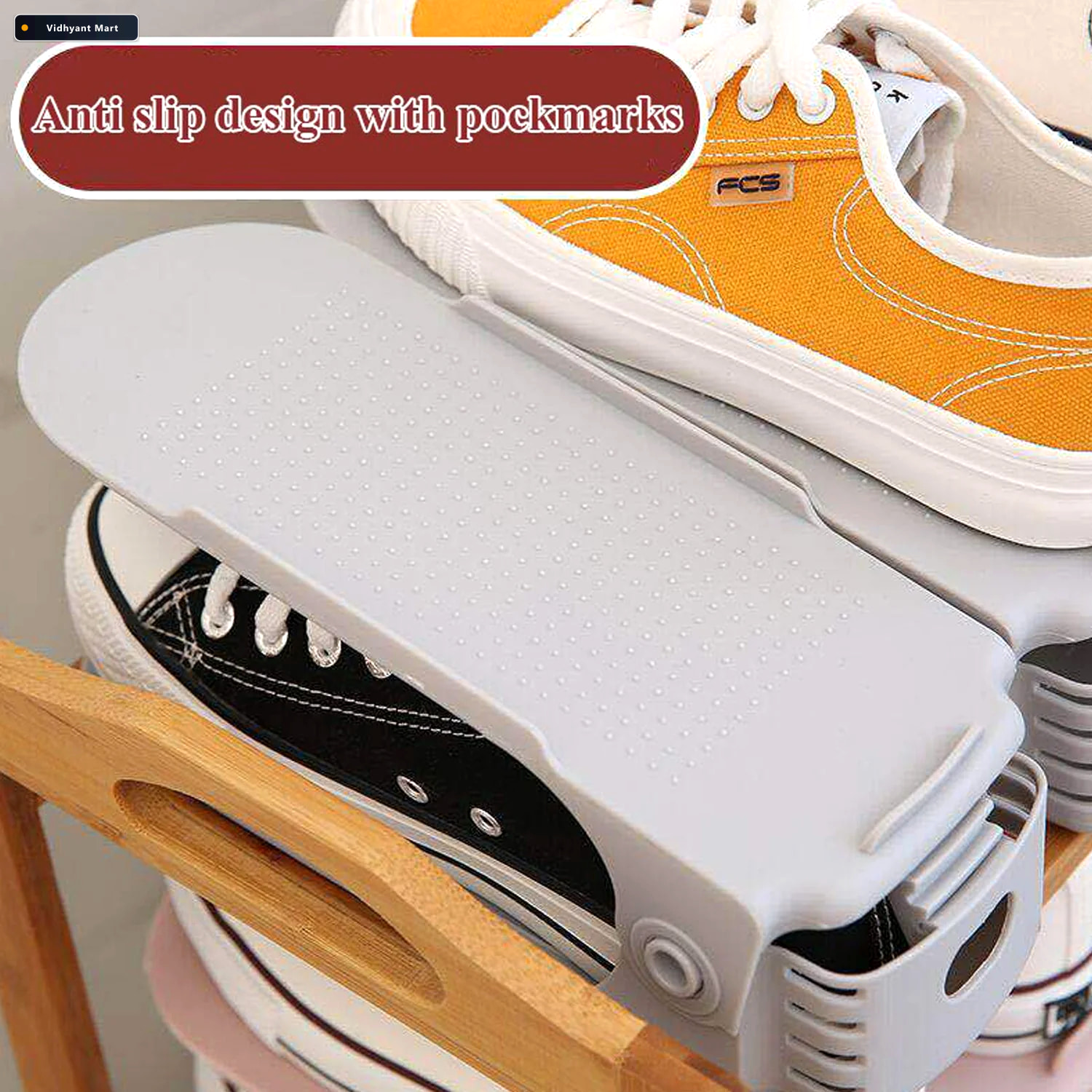 Vidhyant Mart Adjustable Shoe Organizer Folding Space Saver Velv 2