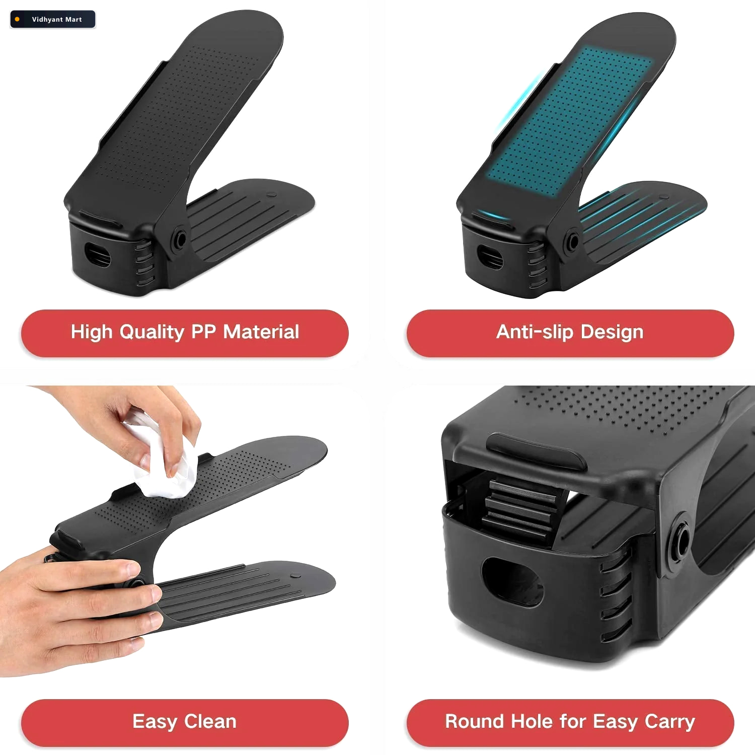 Vidhyant Mart Adjustable Shoe Organizer Folding Space Saver Velv 4