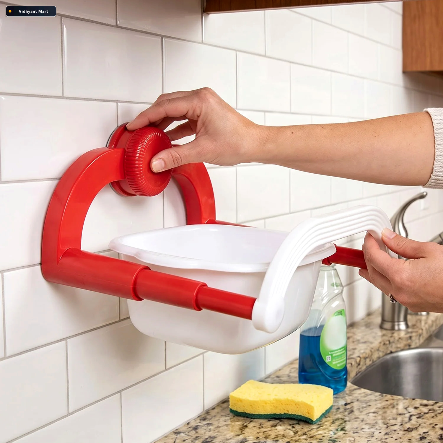 Vidhyant Mart Adjustable Suction Cup Basin Holder Rack For Kitch 2
